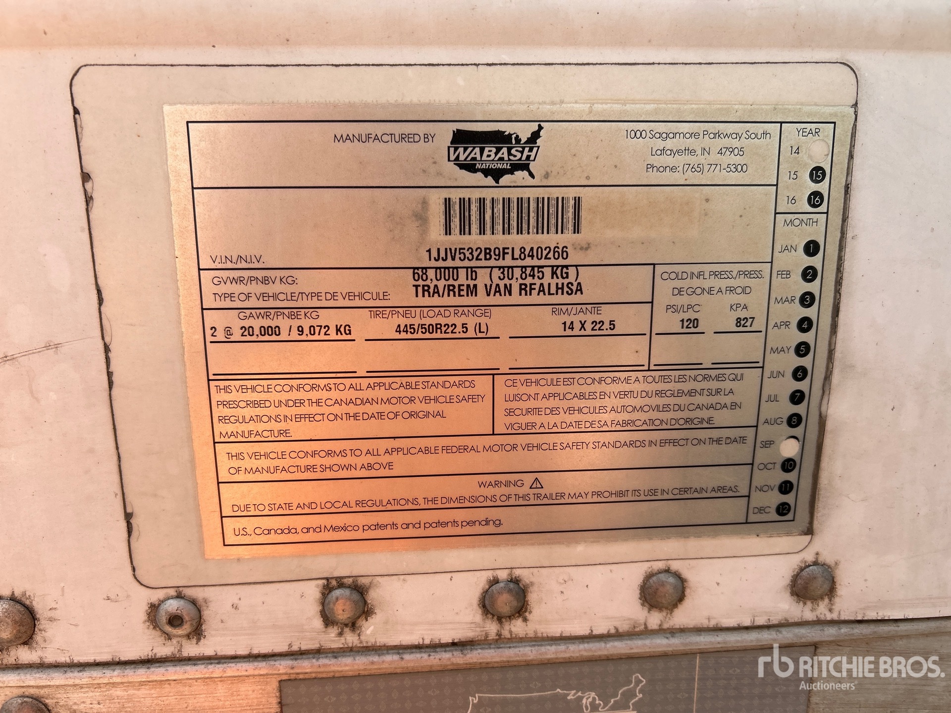 General Appearance with Serial Number / VIN