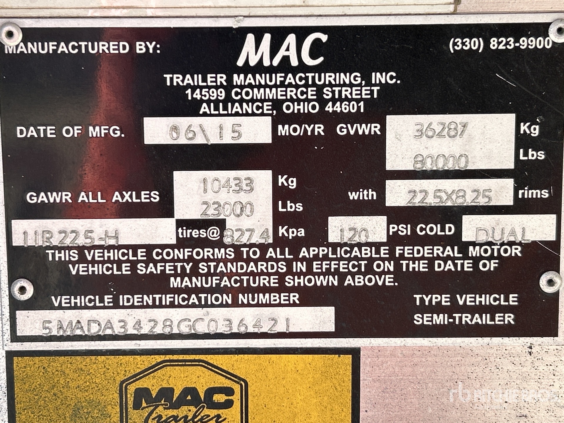General Appearance with Serial Number / VIN