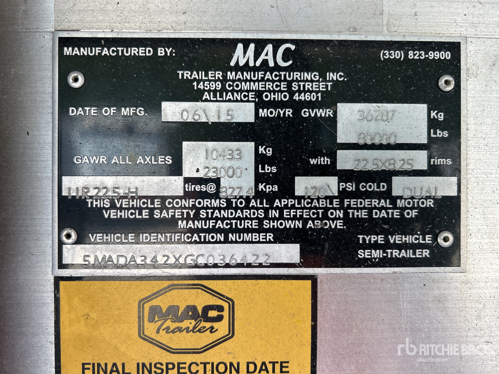 General Appearance with Serial Number / VIN