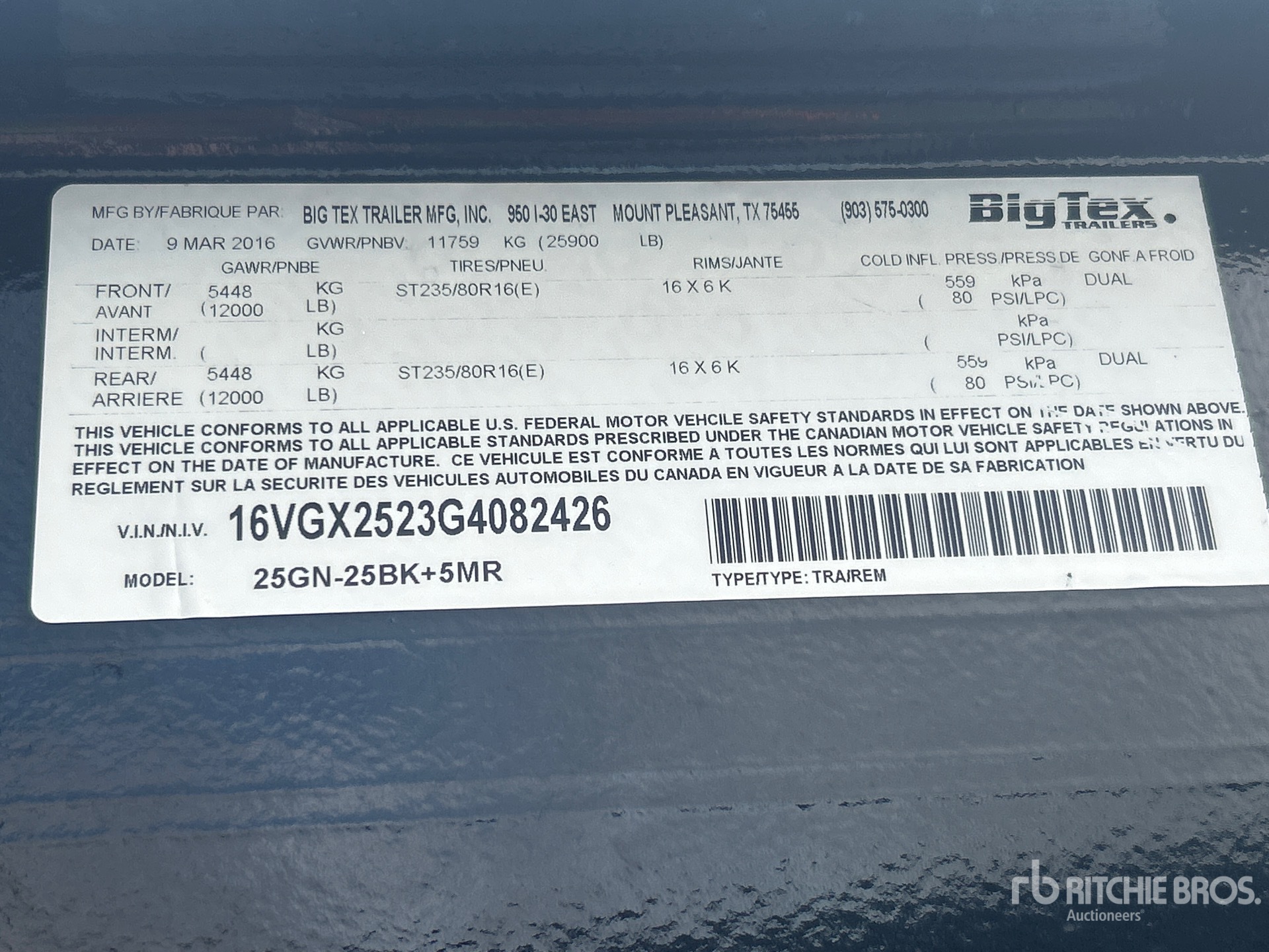 General Appearance with Serial Number / VIN