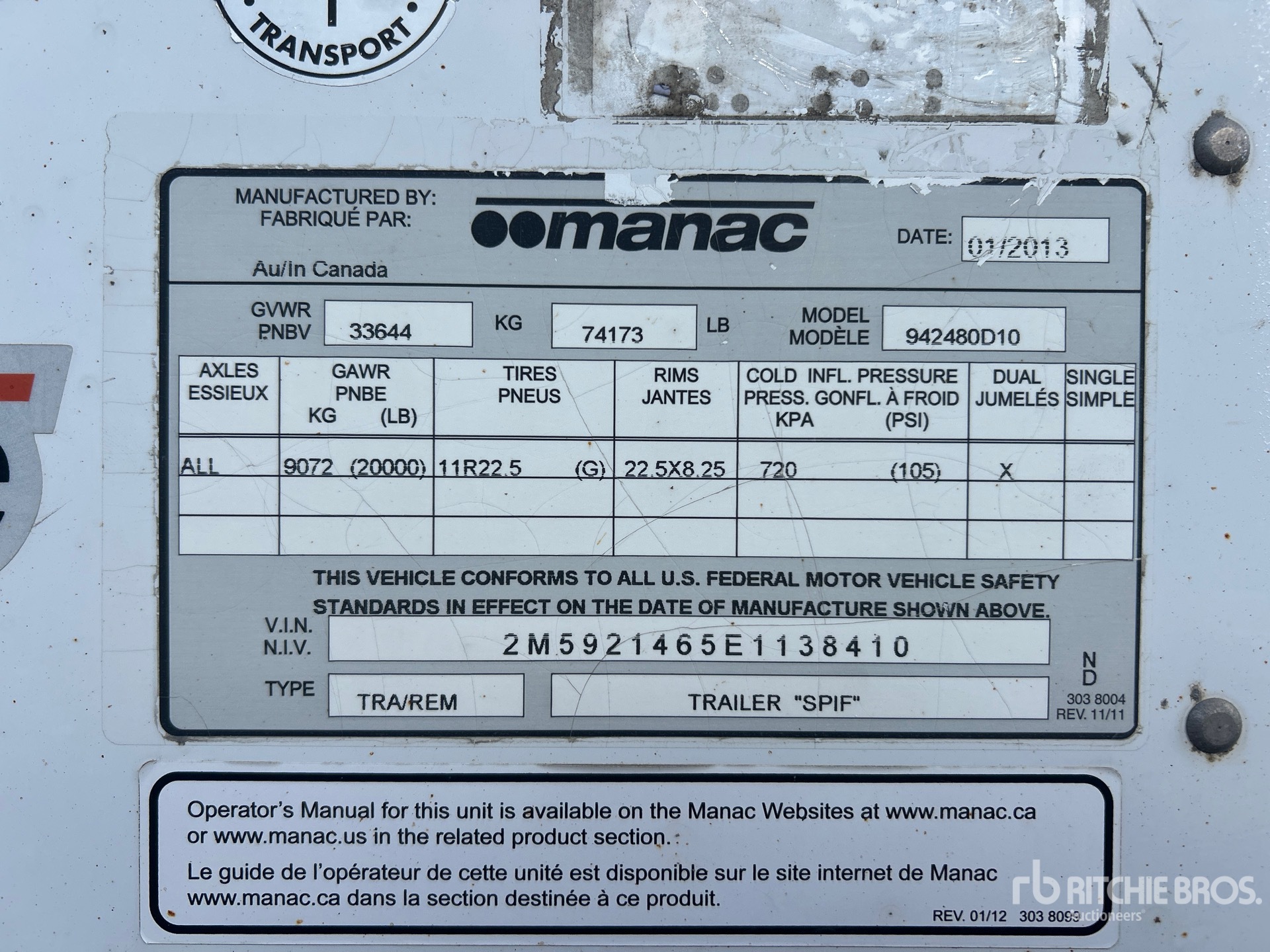 General Appearance with Serial Number / VIN