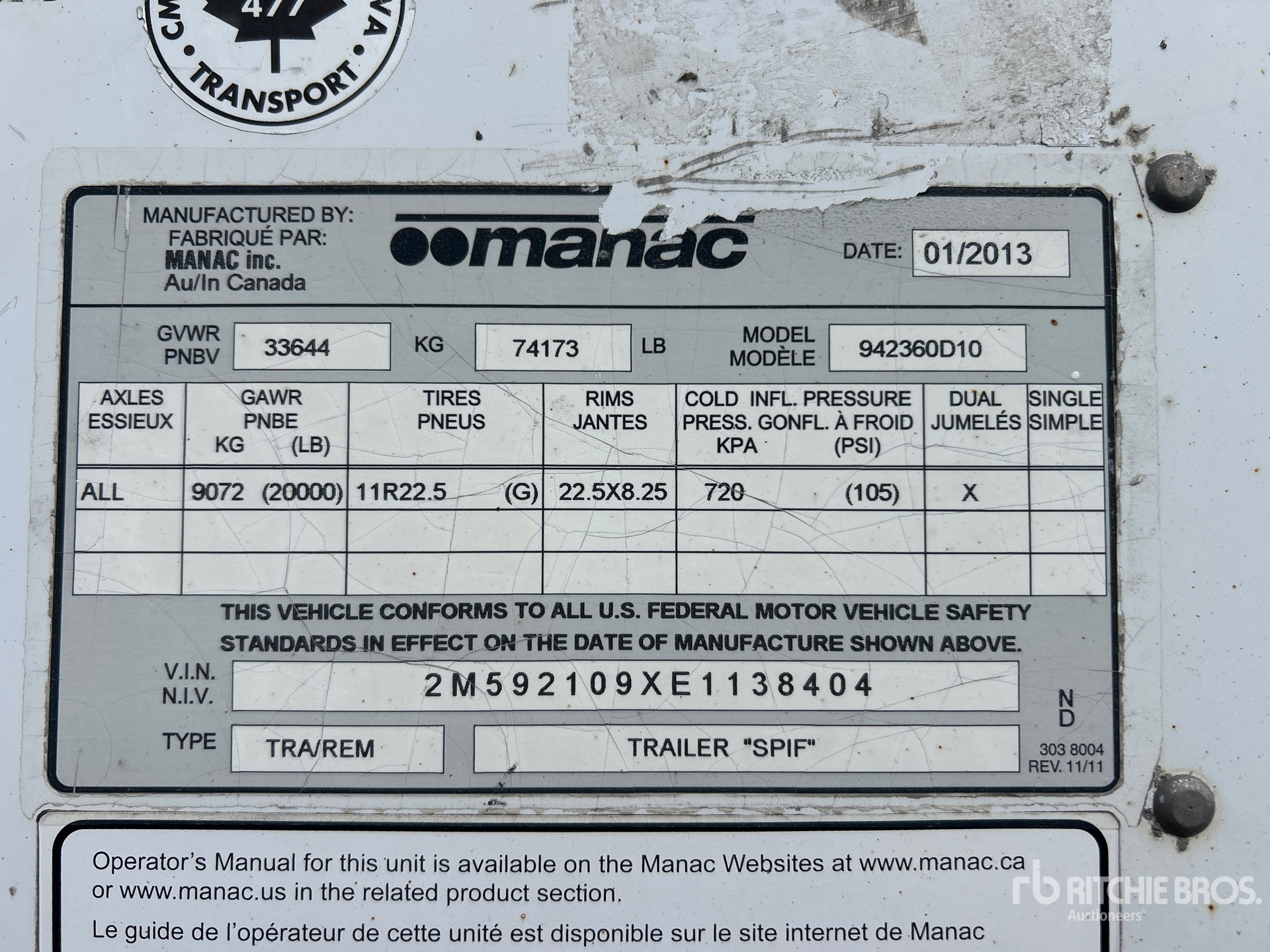 General Appearance with Serial Number / VIN
