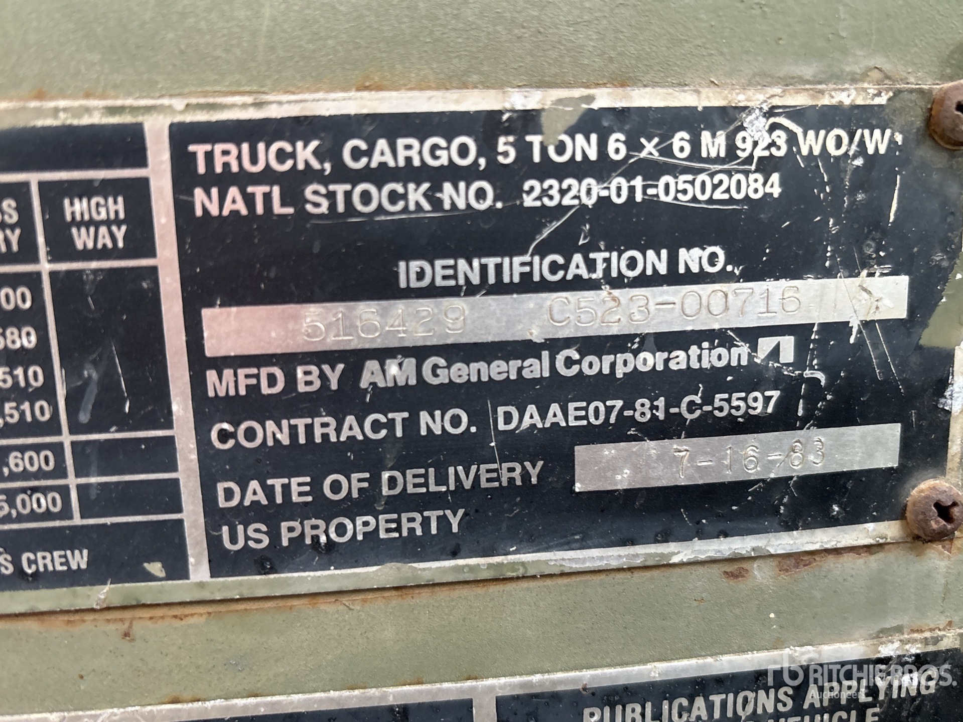General Appearance with Serial Number / VIN