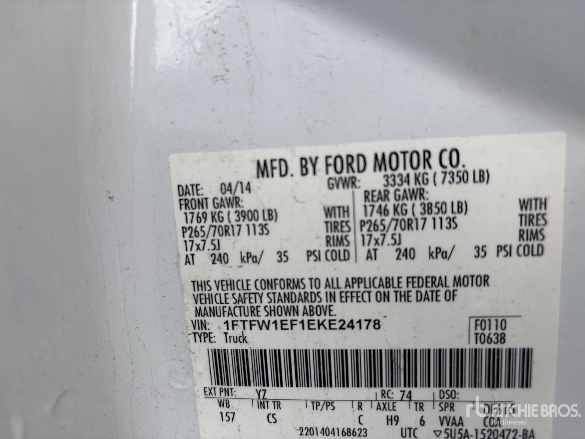General Appearance with Serial Number / VIN