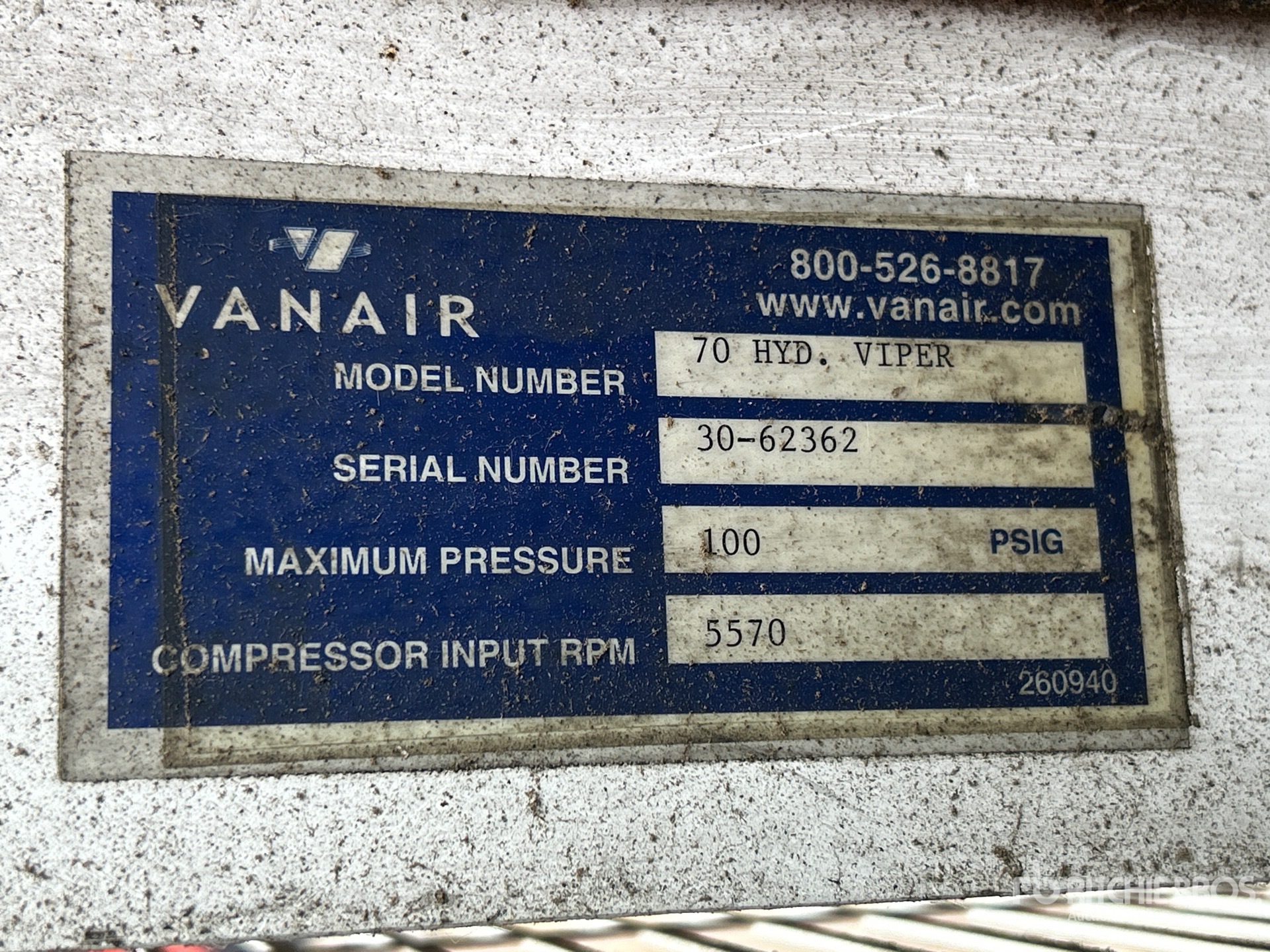 General Appearance with Serial Number / VIN