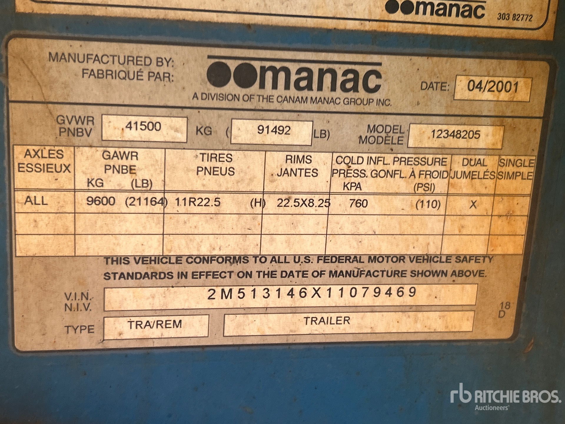 General Appearance with Serial Number / VIN