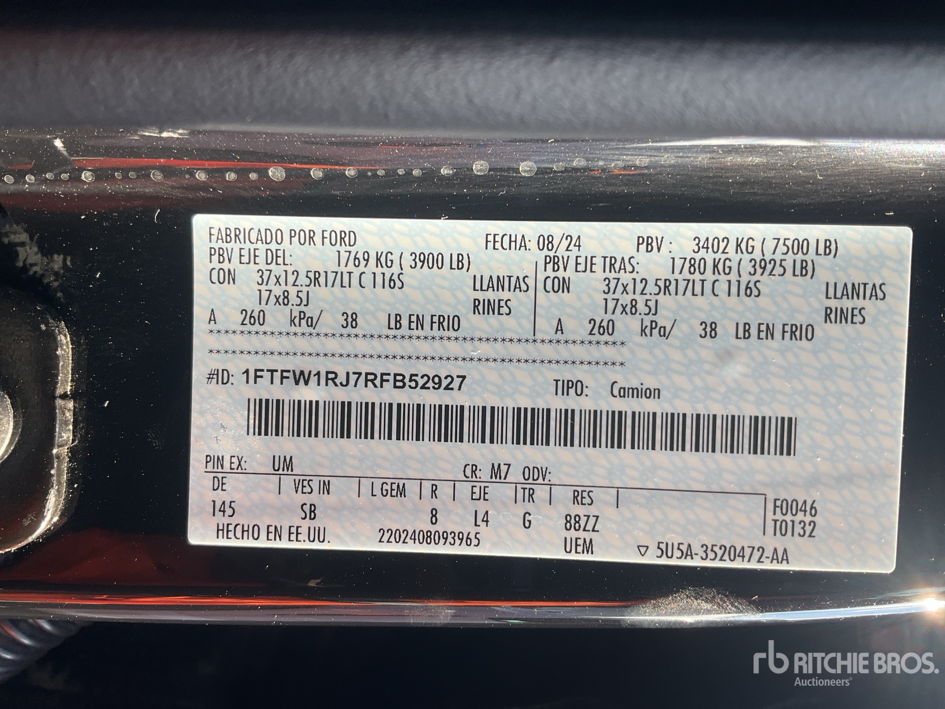 General Appearance with Serial Number / VIN
