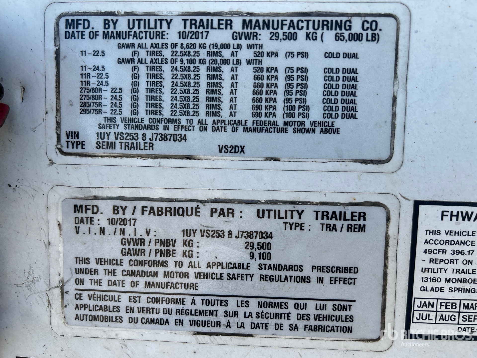 General Appearance with Serial Number / VIN