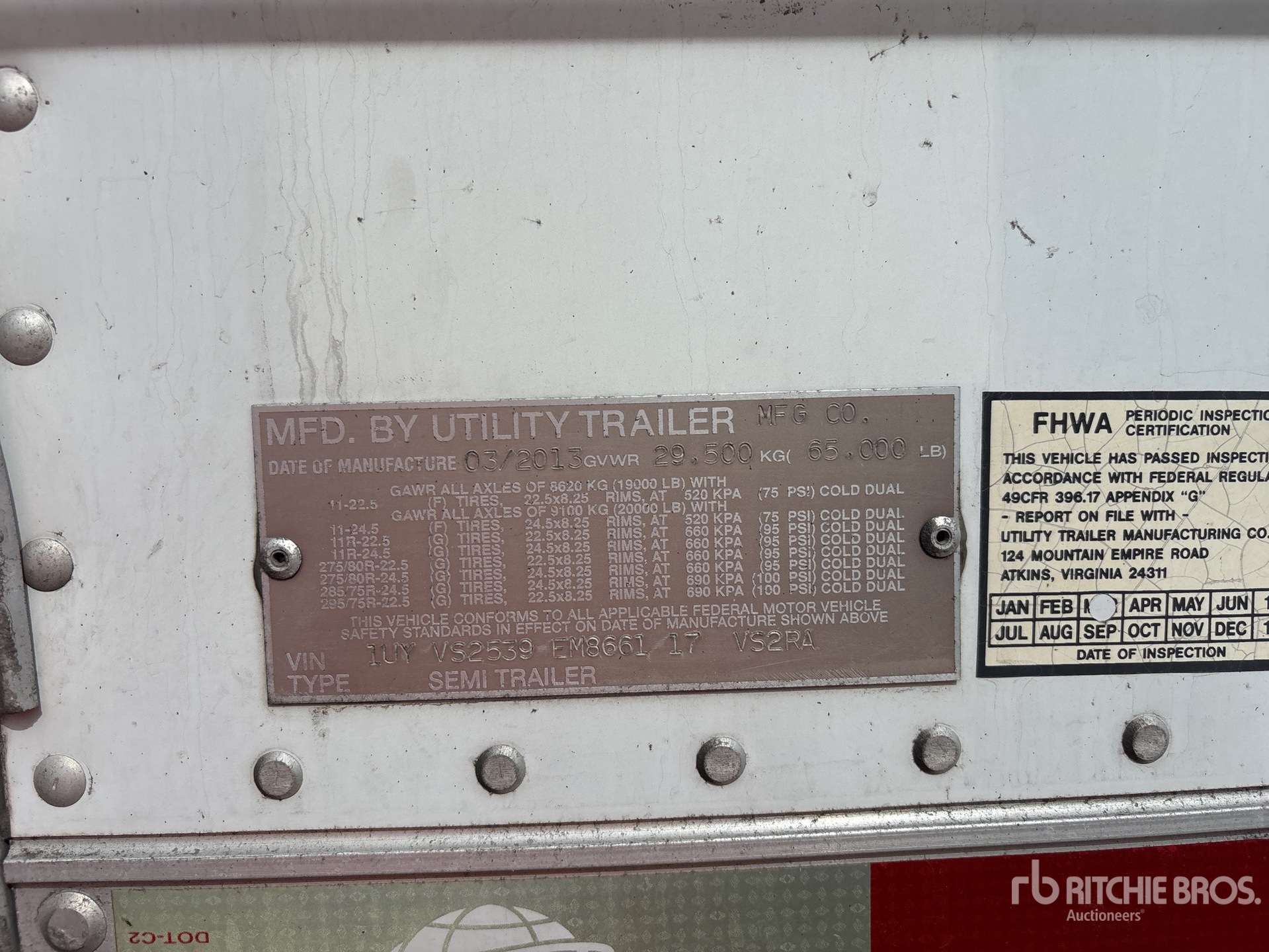 General Appearance with Serial Number / VIN