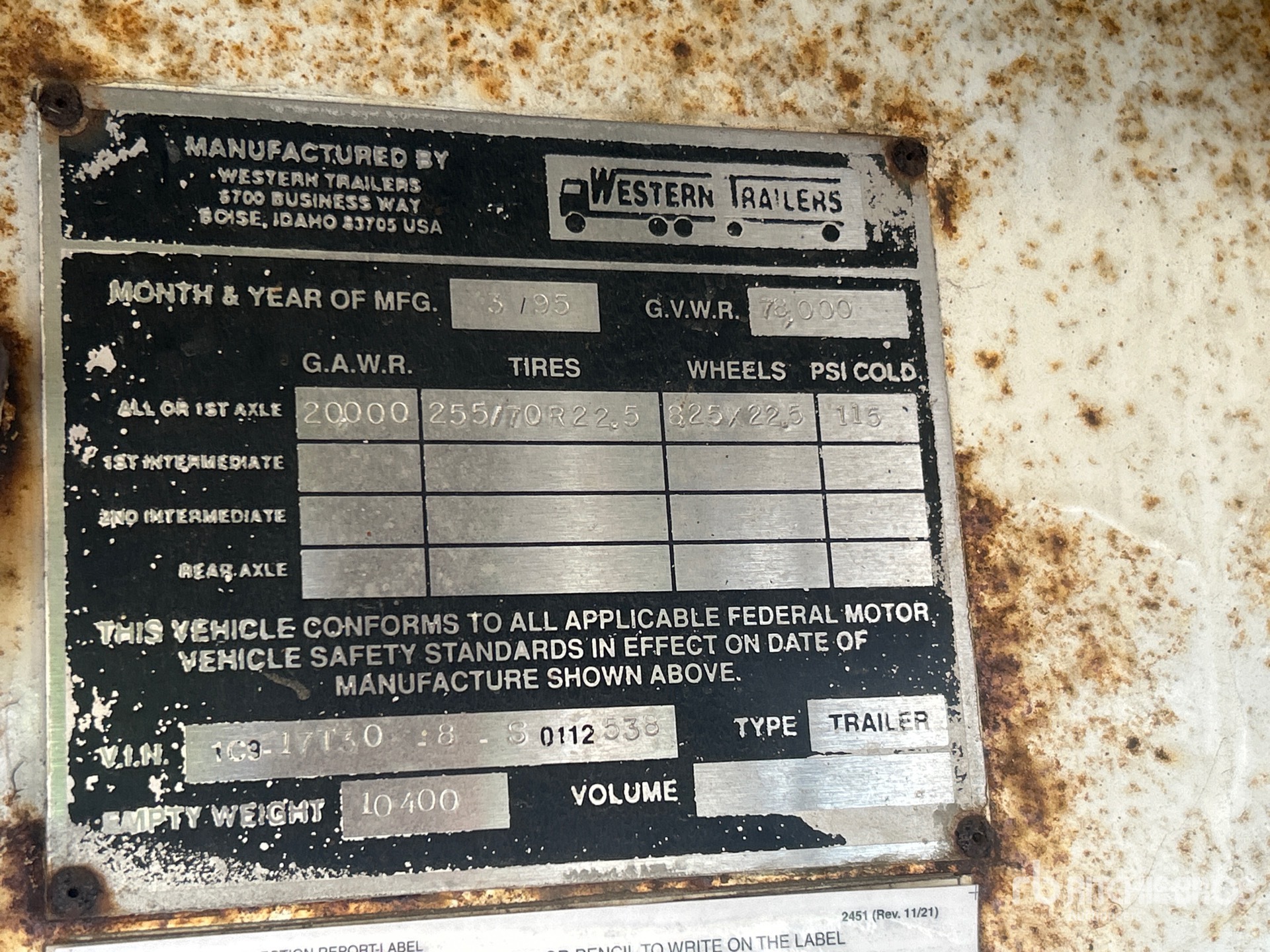 General Appearance with Serial Number / VIN