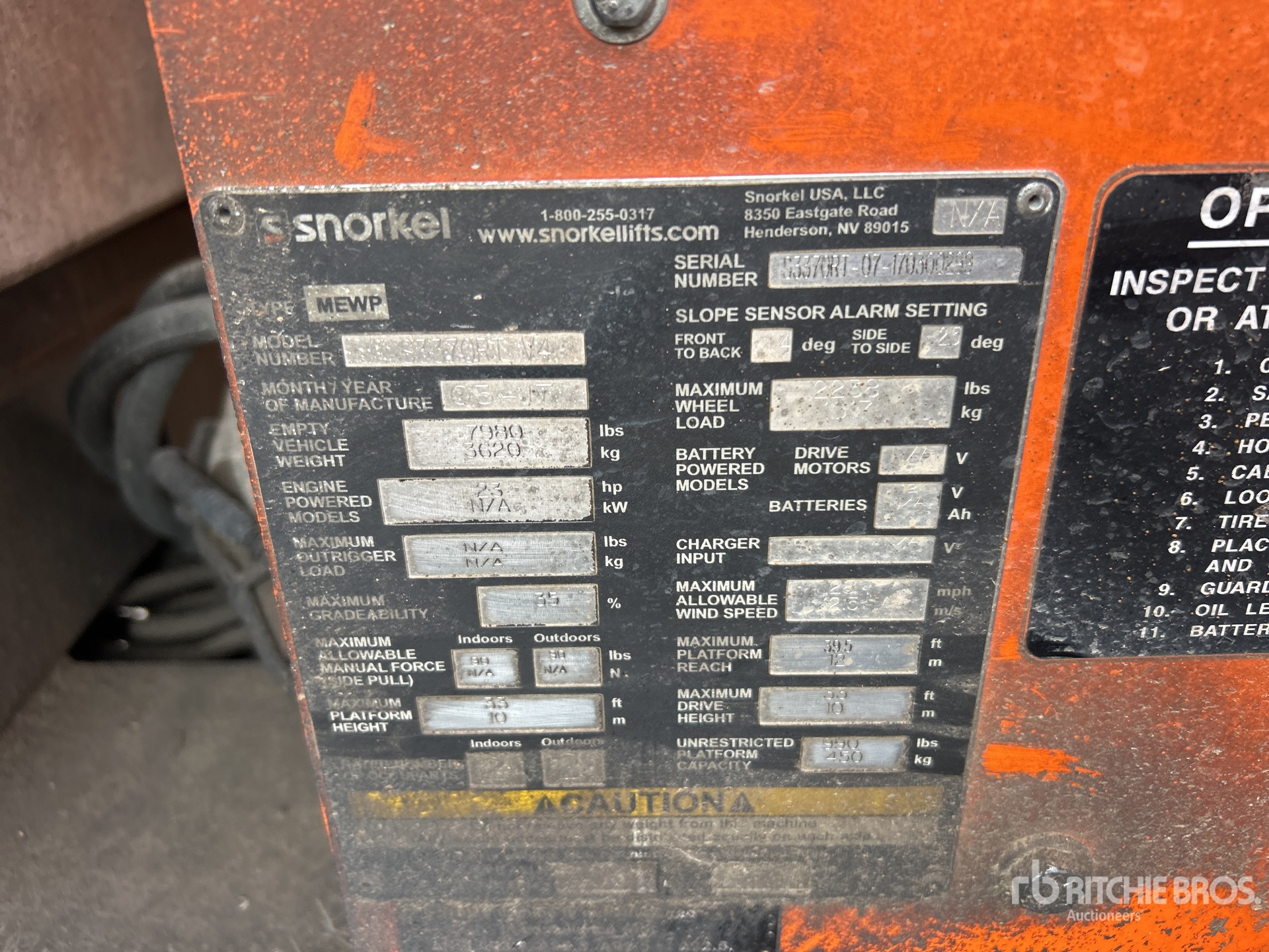 General Appearance with Serial Number / VIN