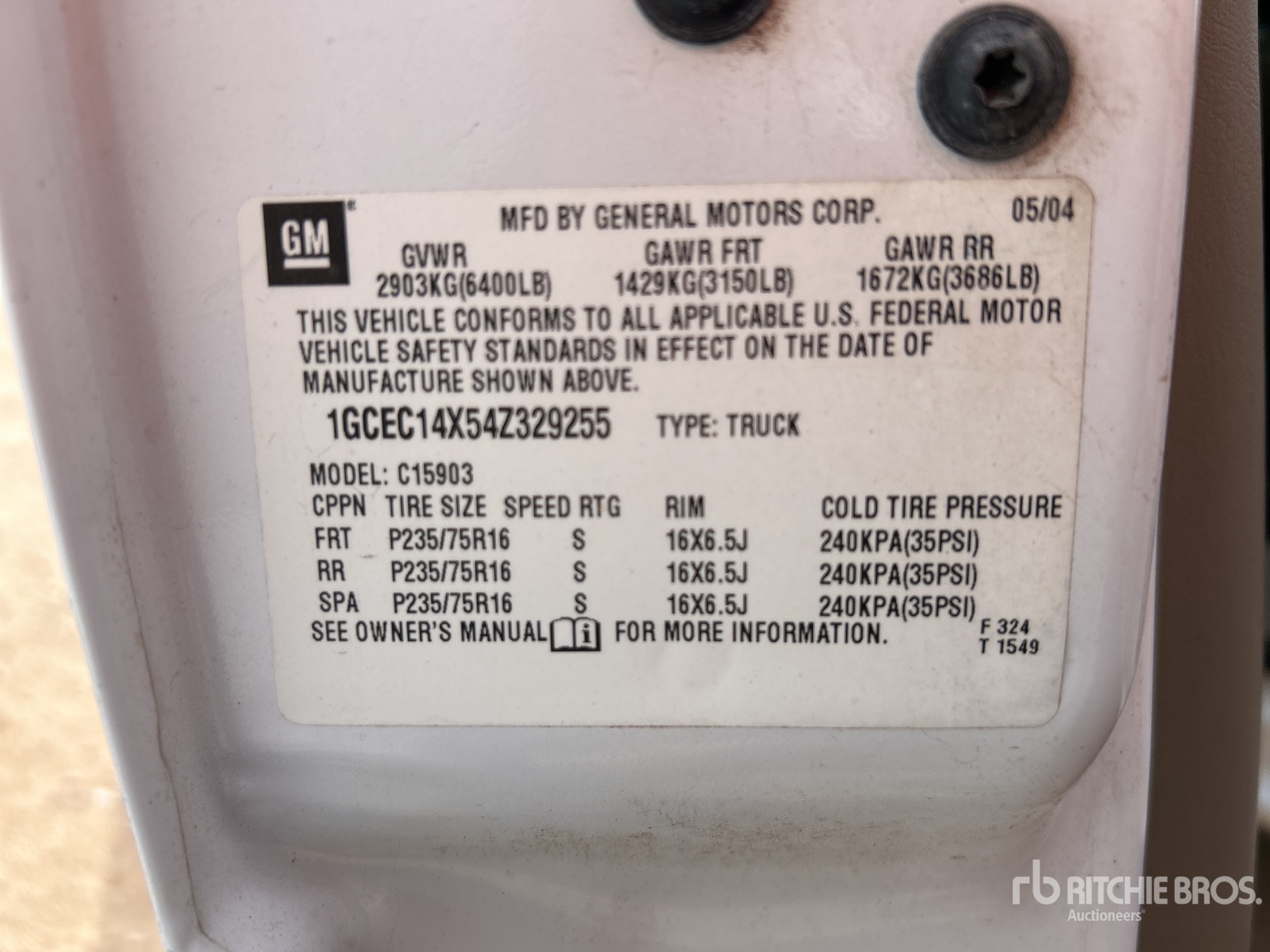 General Appearance with Serial Number / VIN