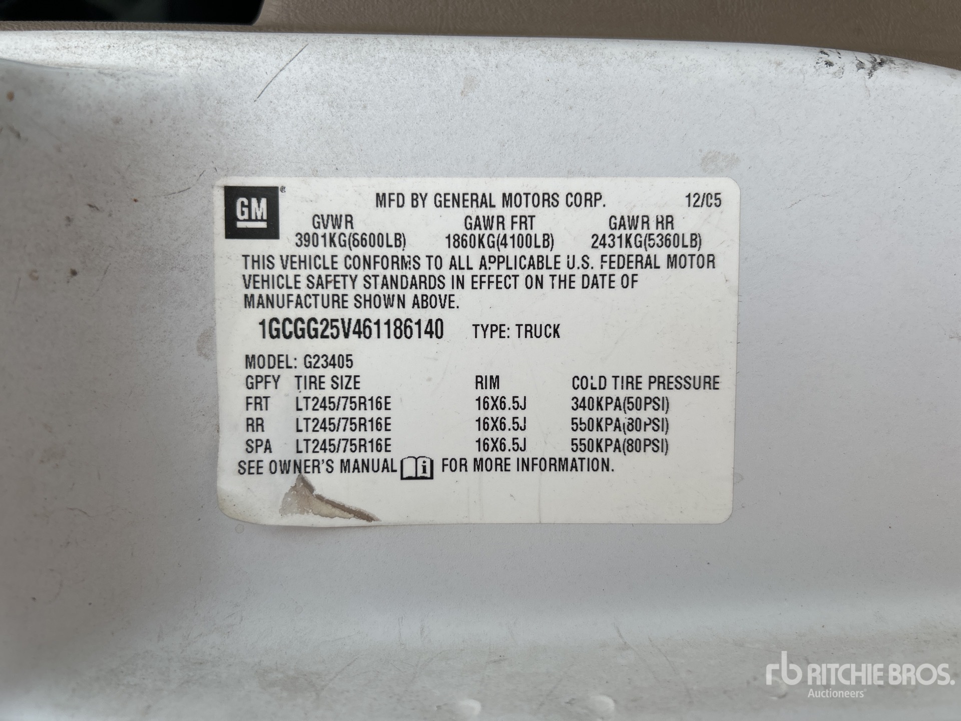 General Appearance with Serial Number / VIN