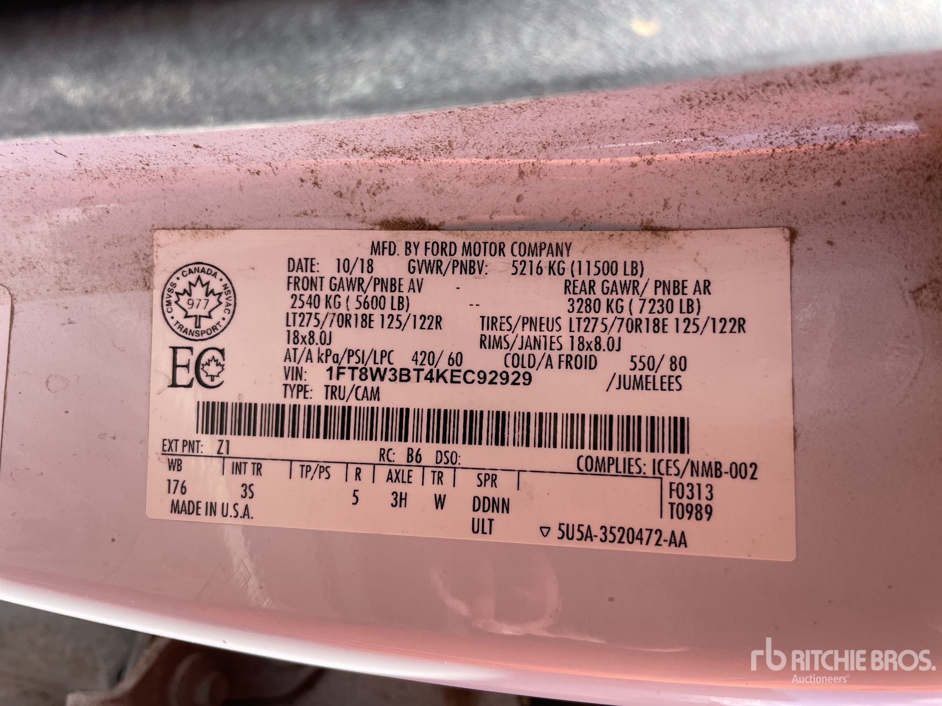 General Appearance with Serial Number / VIN