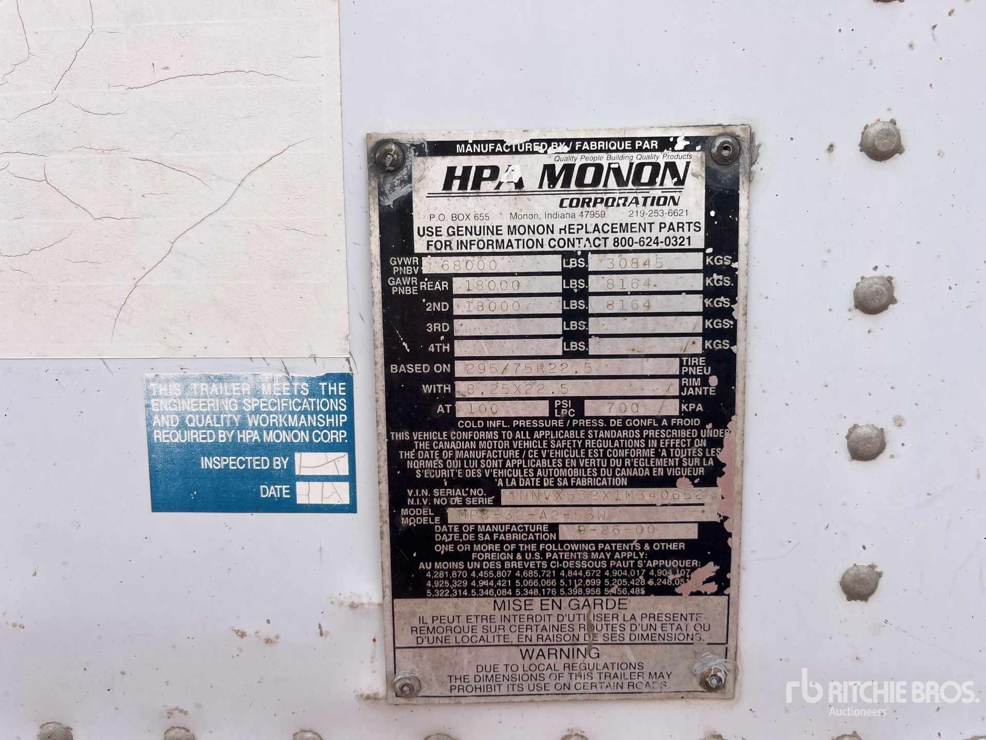 General Appearance with Serial Number / VIN