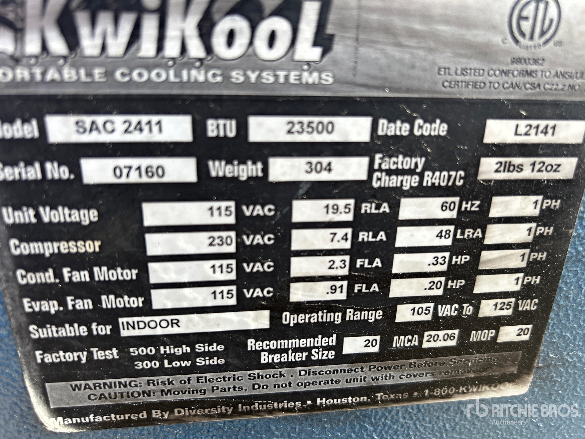 General Appearance with Serial Number / VIN
