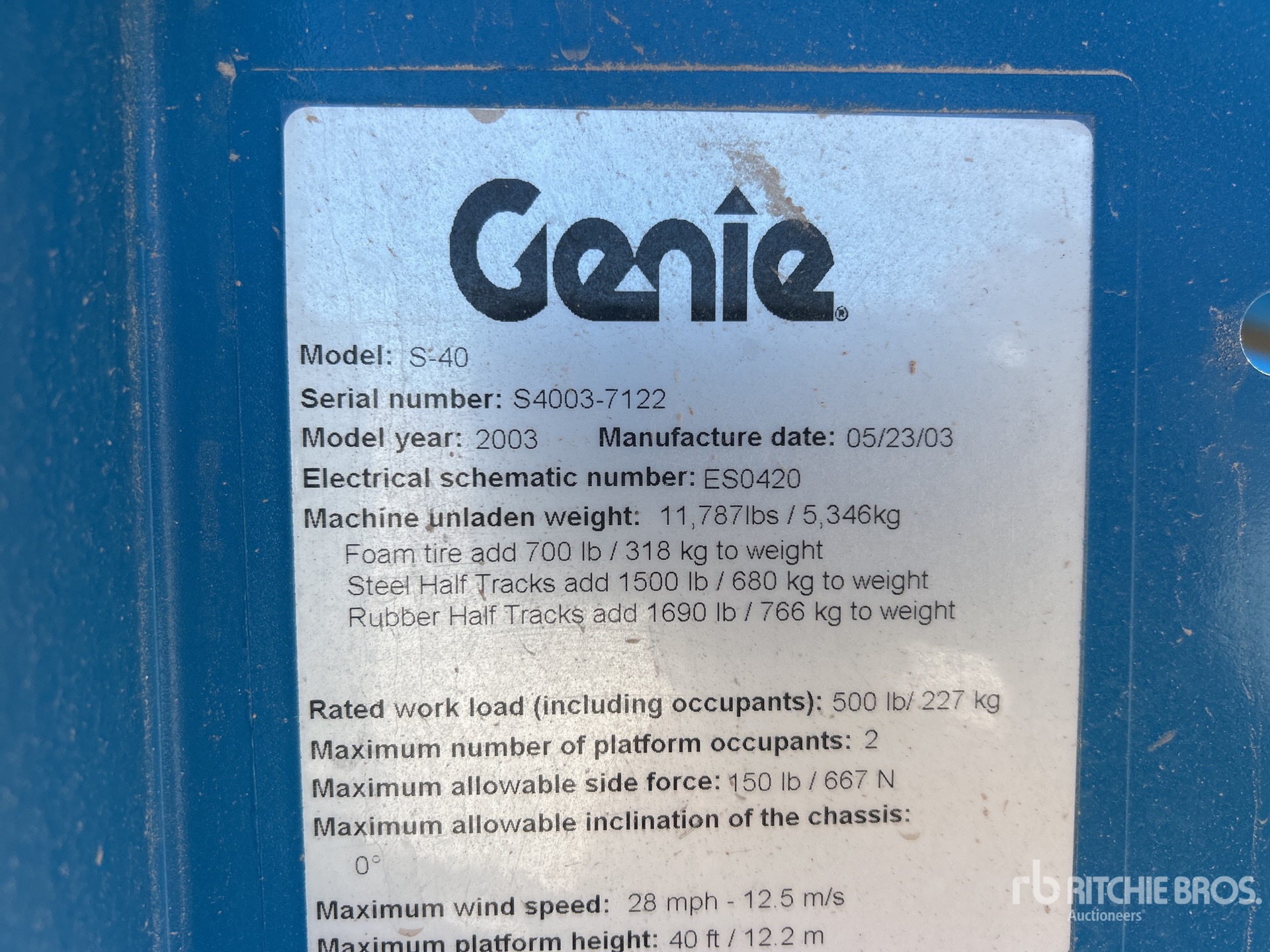 General Appearance with Serial Number / VIN