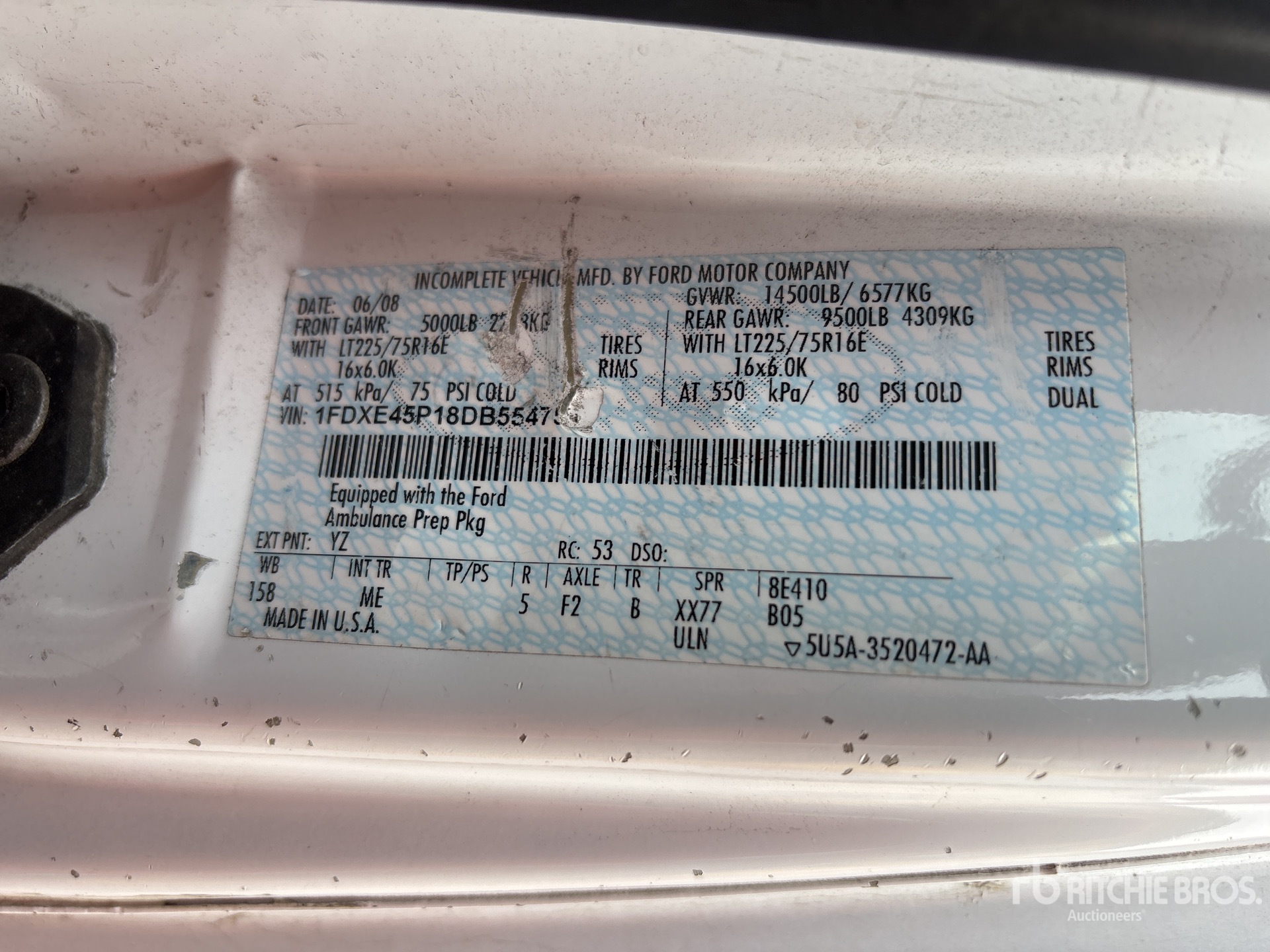 General Appearance with Serial Number / VIN