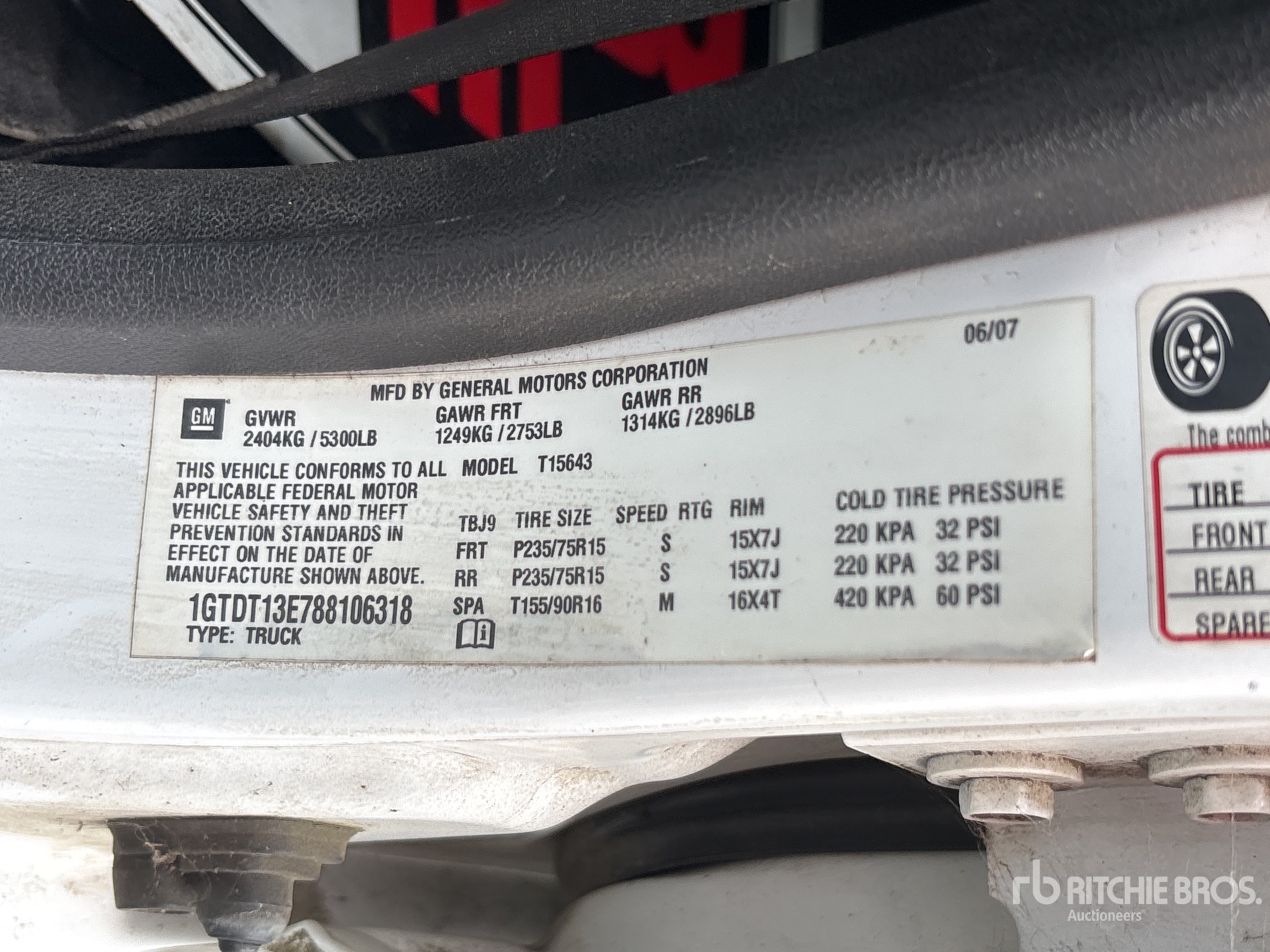 General Appearance with Serial Number / VIN
