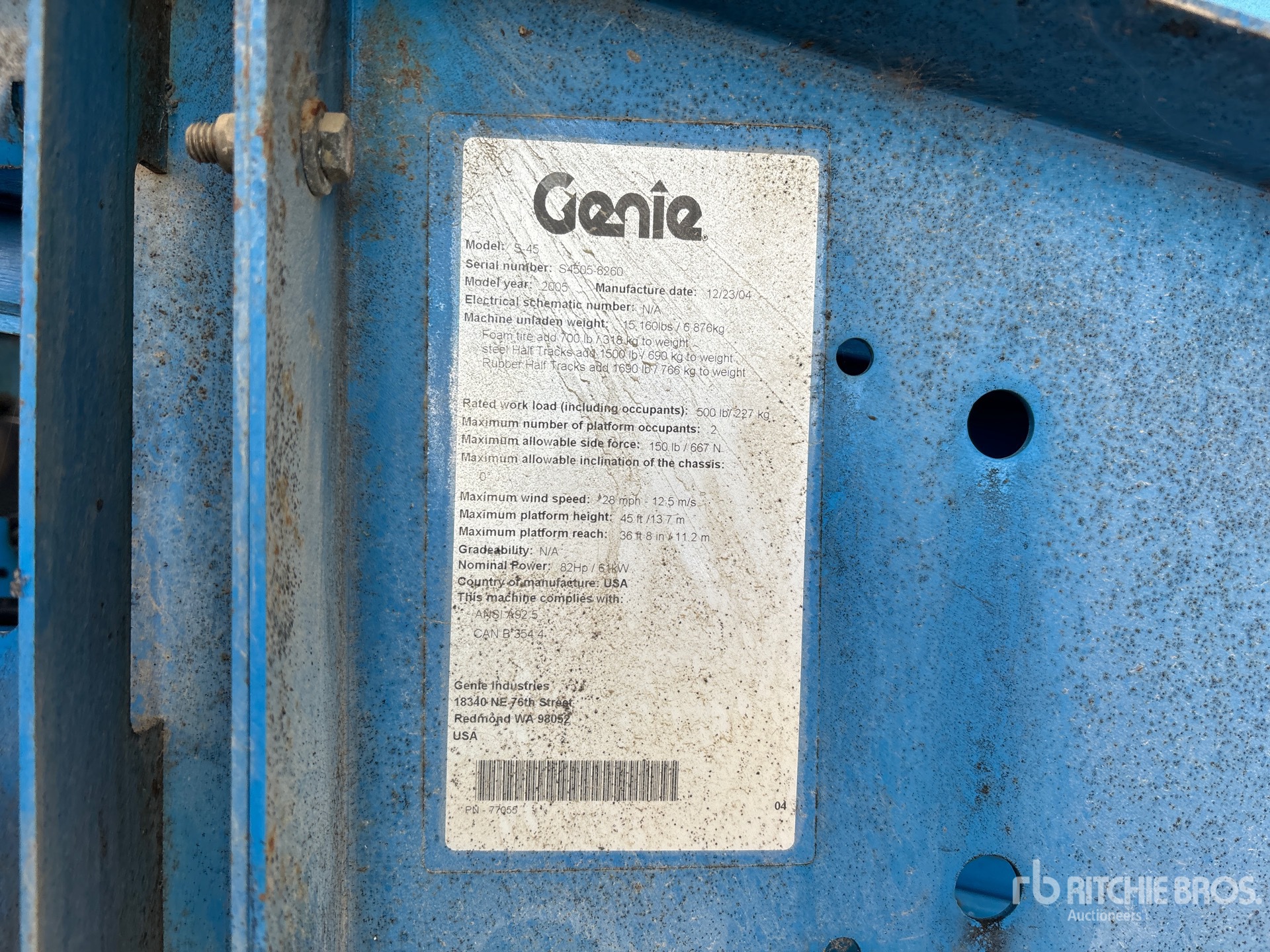 General Appearance with Serial Number / VIN