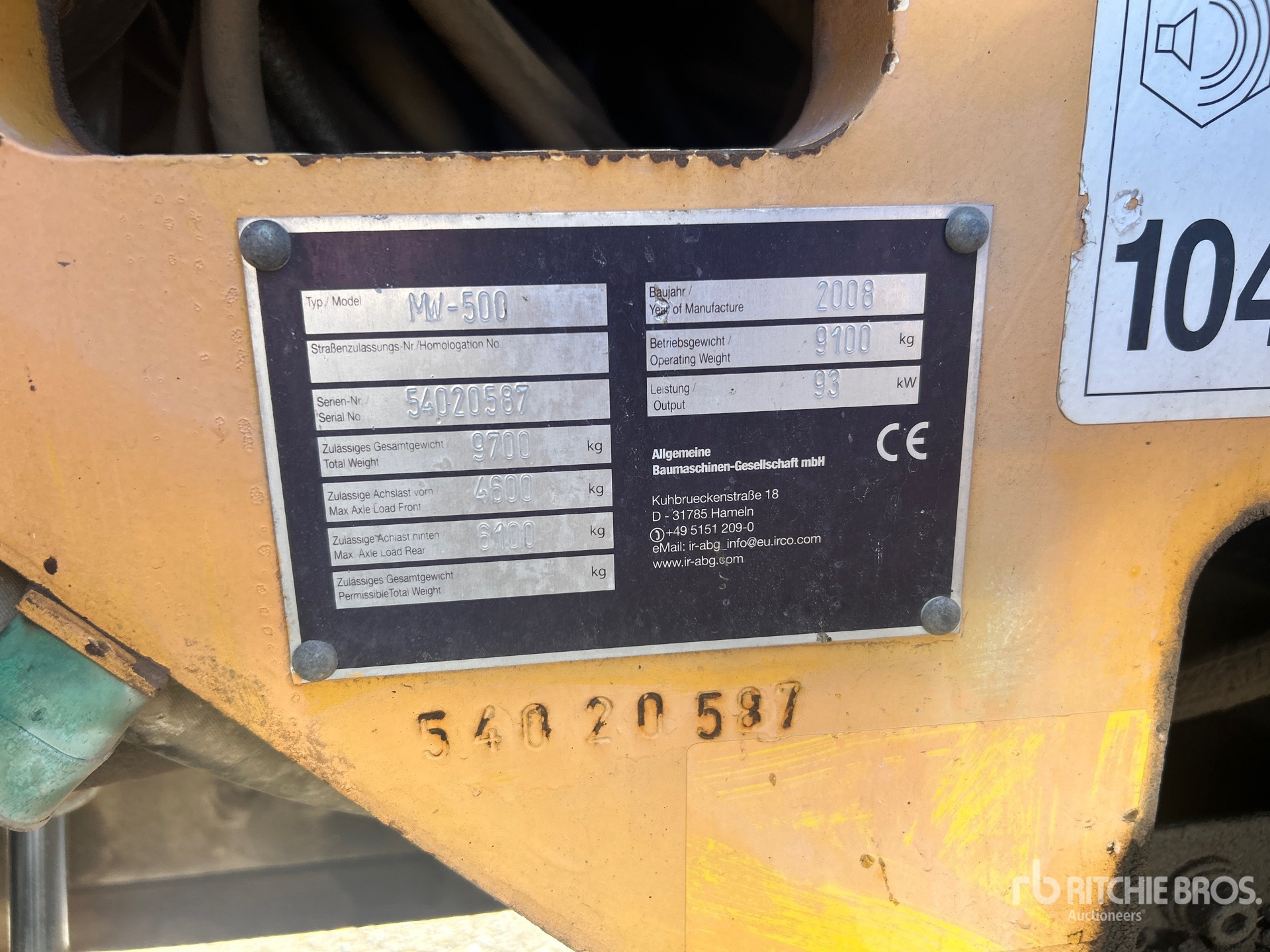 General Appearance with Serial Number / VIN