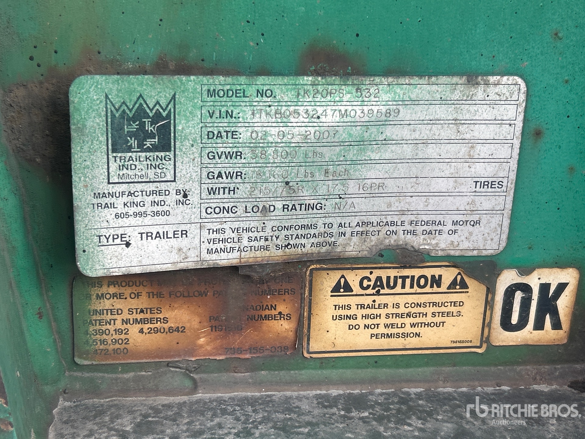 General Appearance with Serial Number / VIN