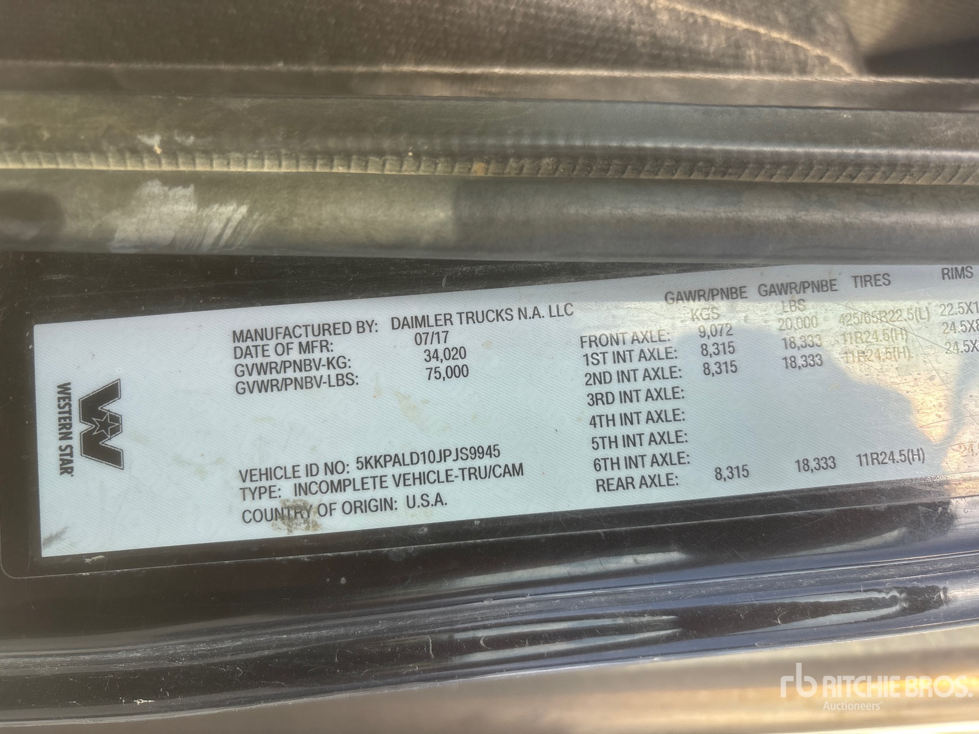 General Appearance with Serial Number / VIN