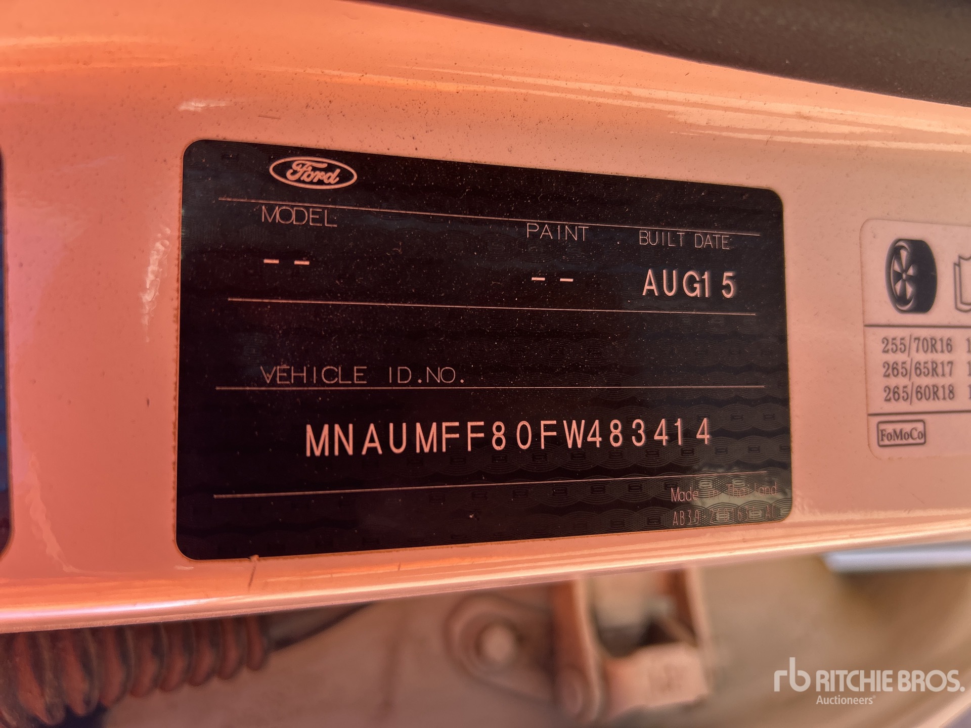 General Appearance with Serial Number / VIN
