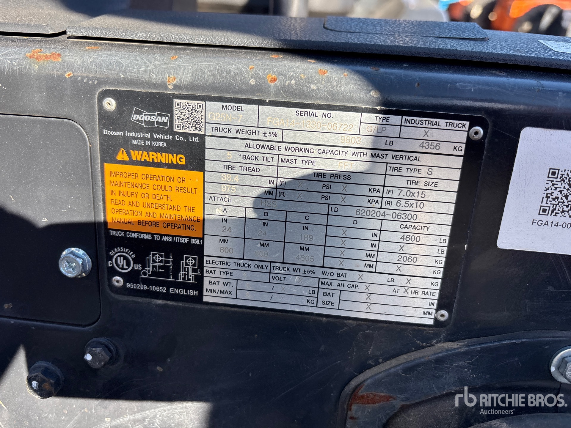 General Appearance with Serial Number / VIN