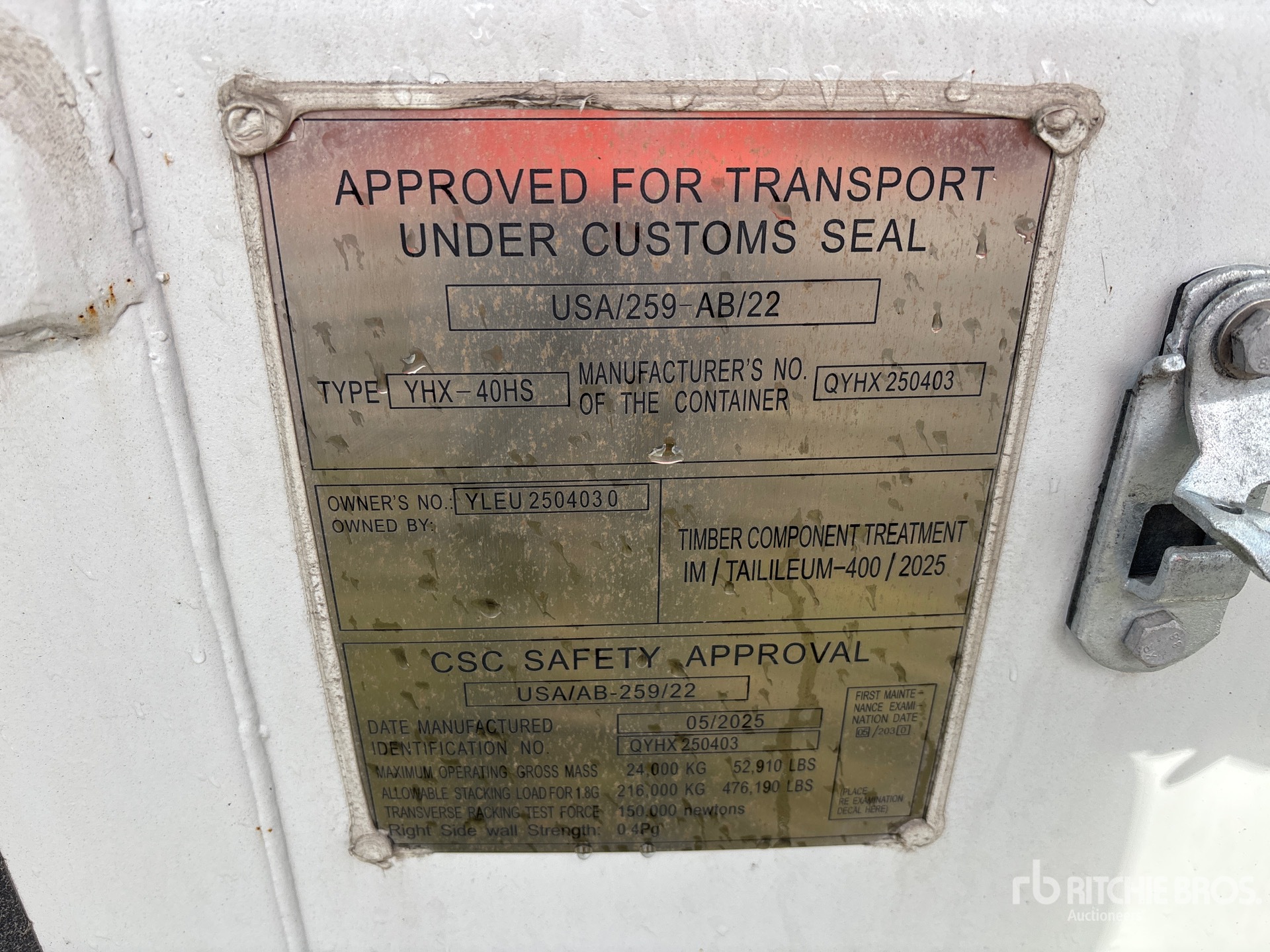 General Appearance with Serial Number / VIN