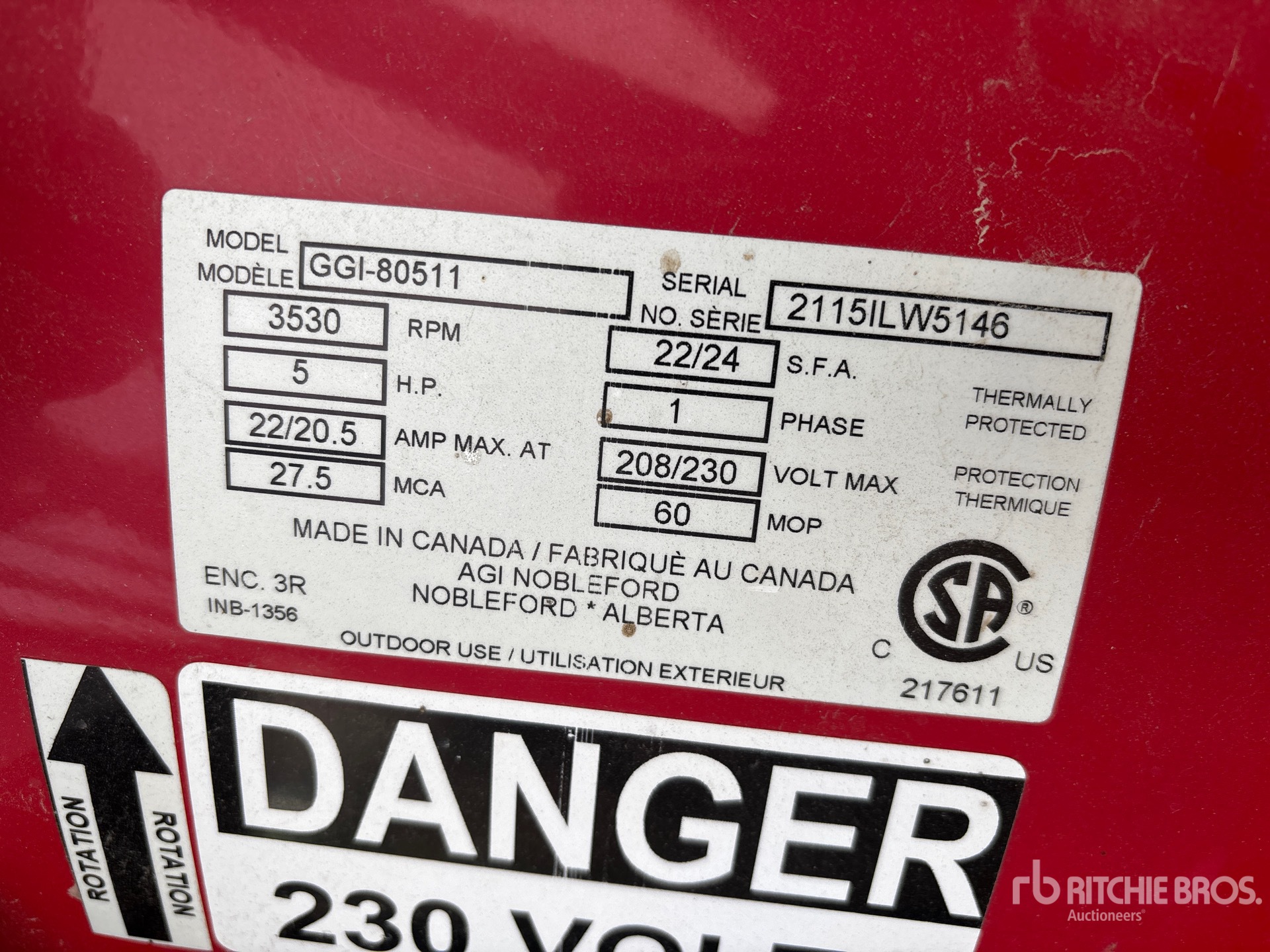 General Appearance with Serial Number / VIN