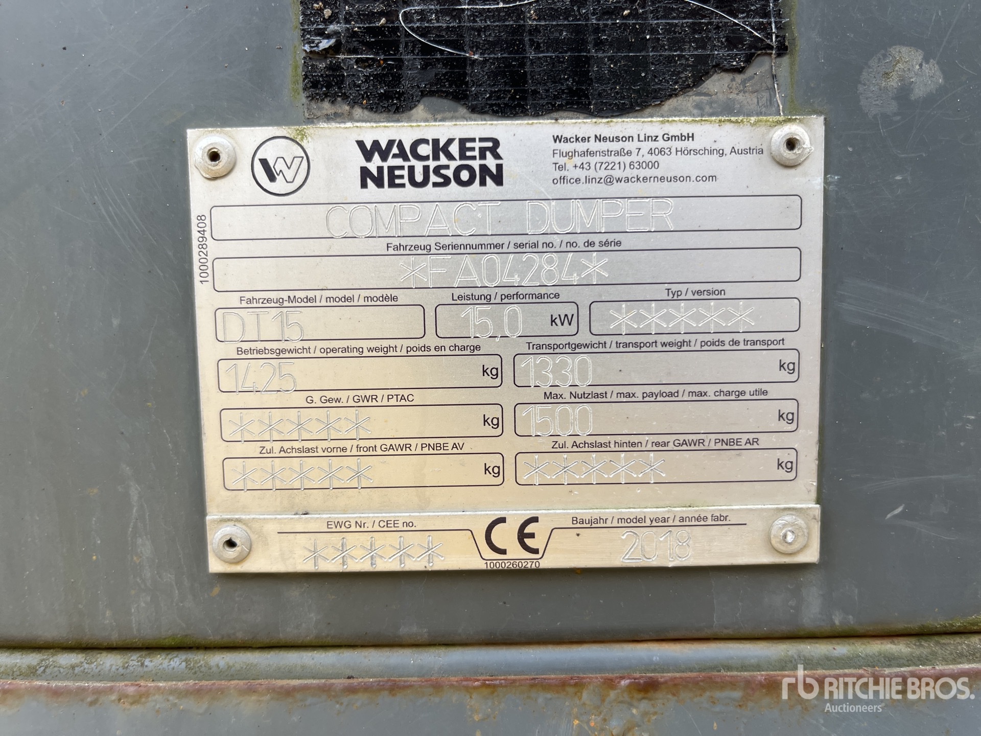 General Appearance with Serial Number / VIN