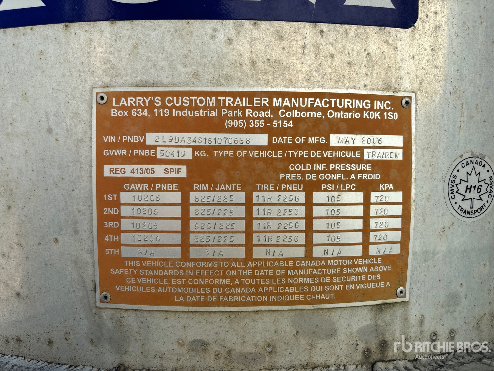 General Appearance with Serial Number / VIN