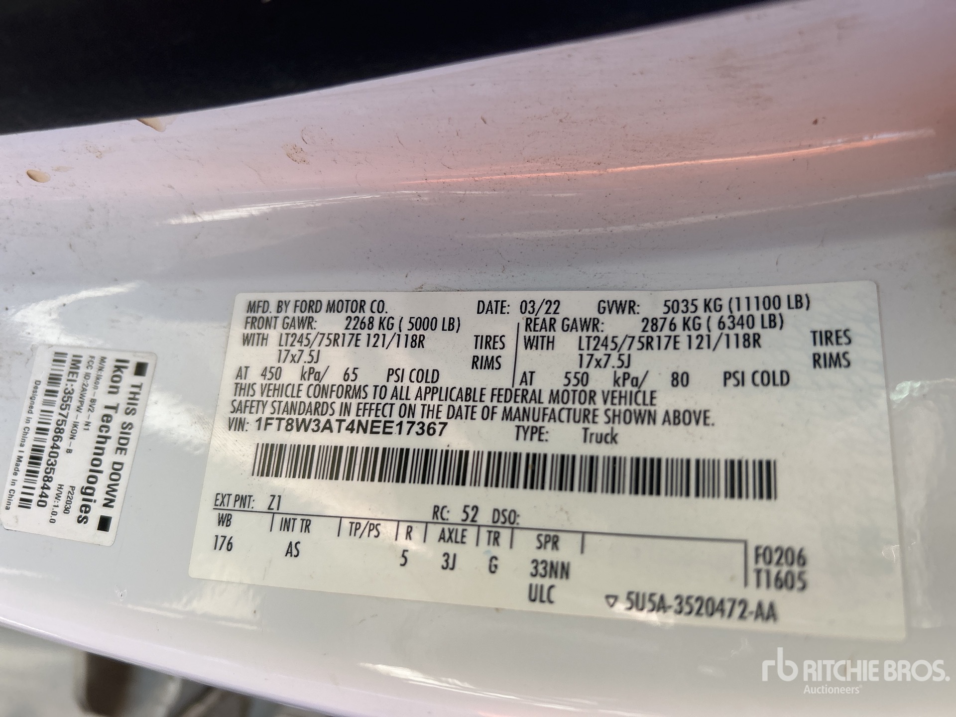General Appearance with Serial Number / VIN