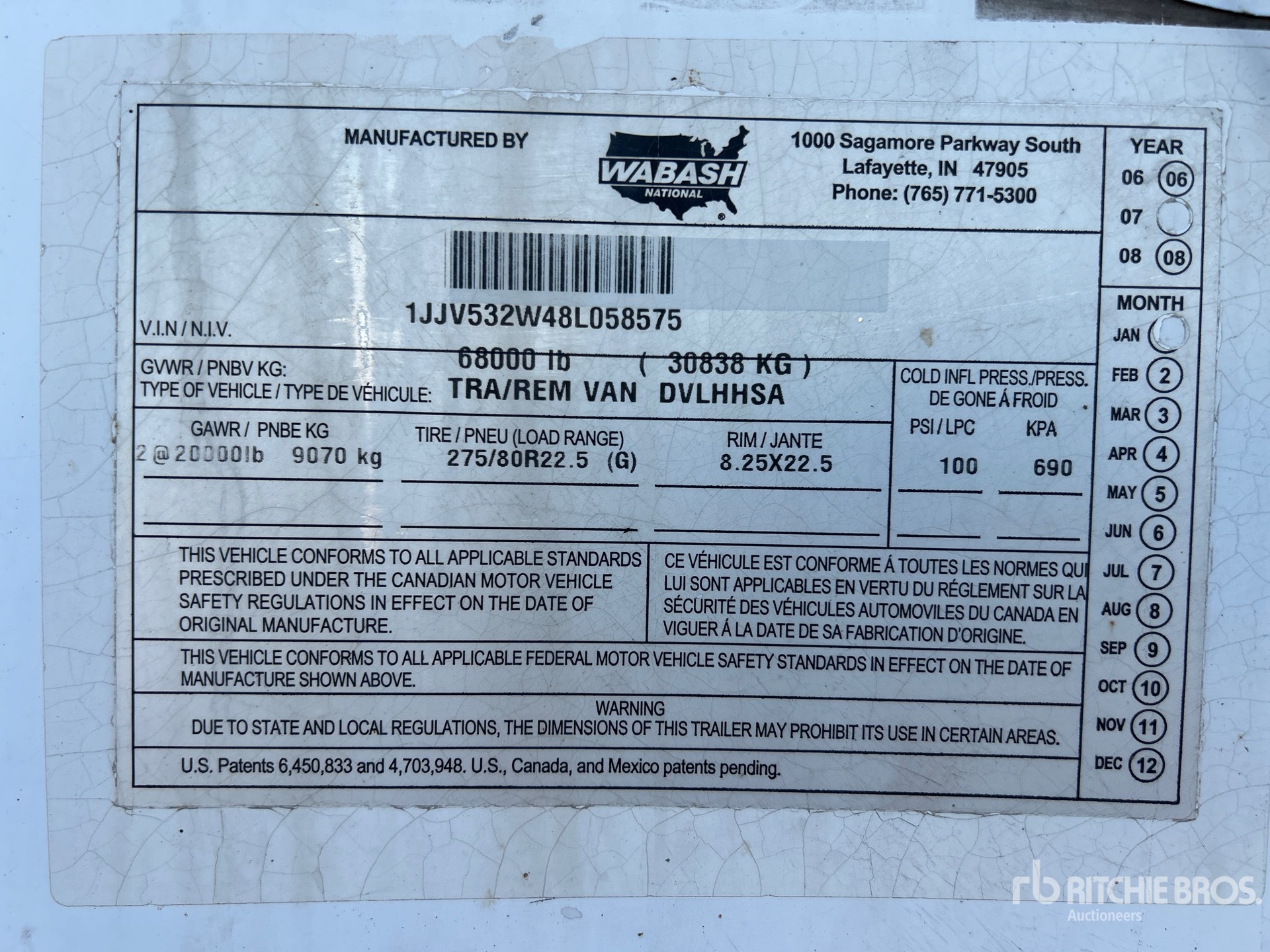General Appearance with Serial Number / VIN