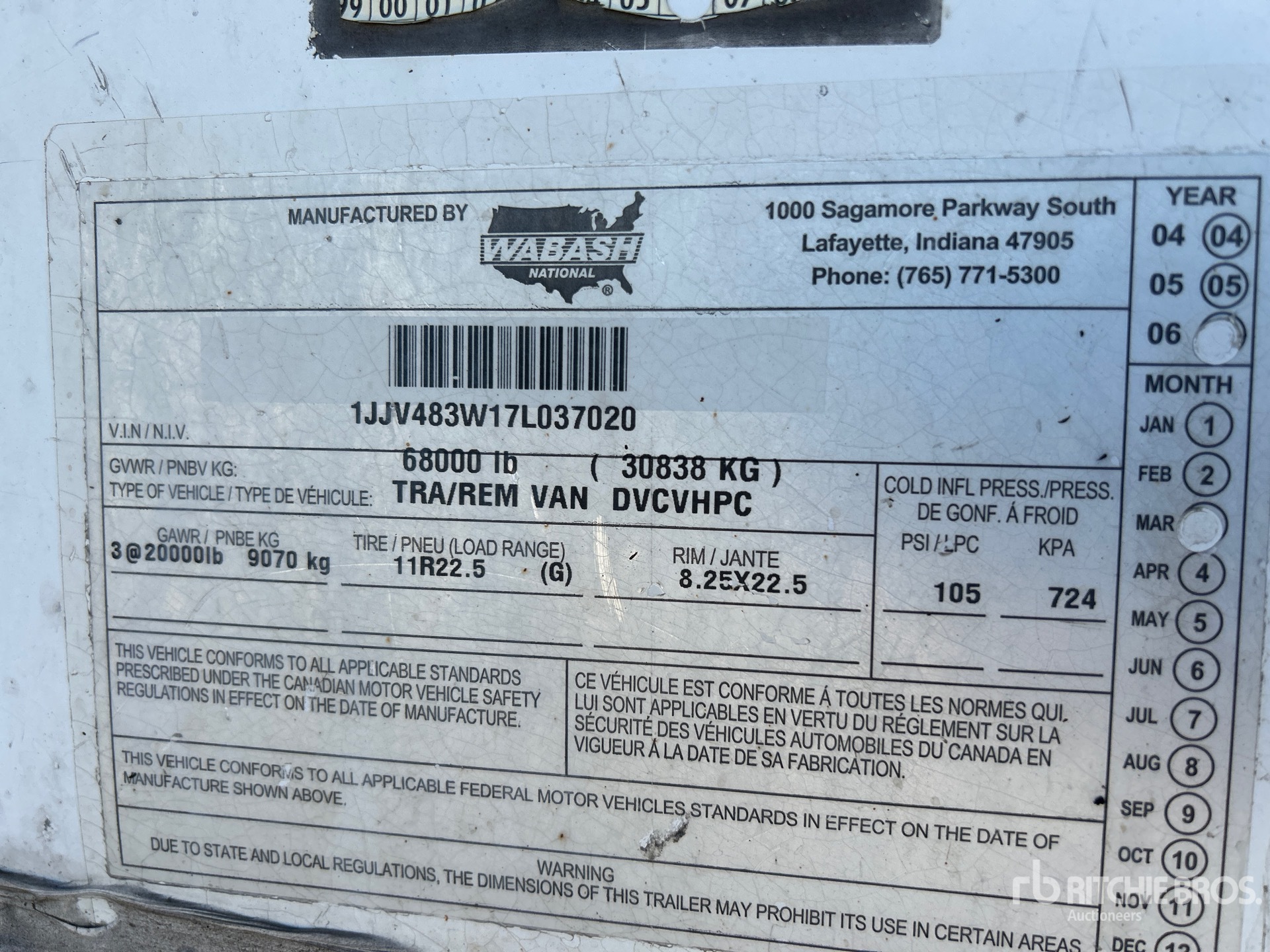 General Appearance with Serial Number / VIN