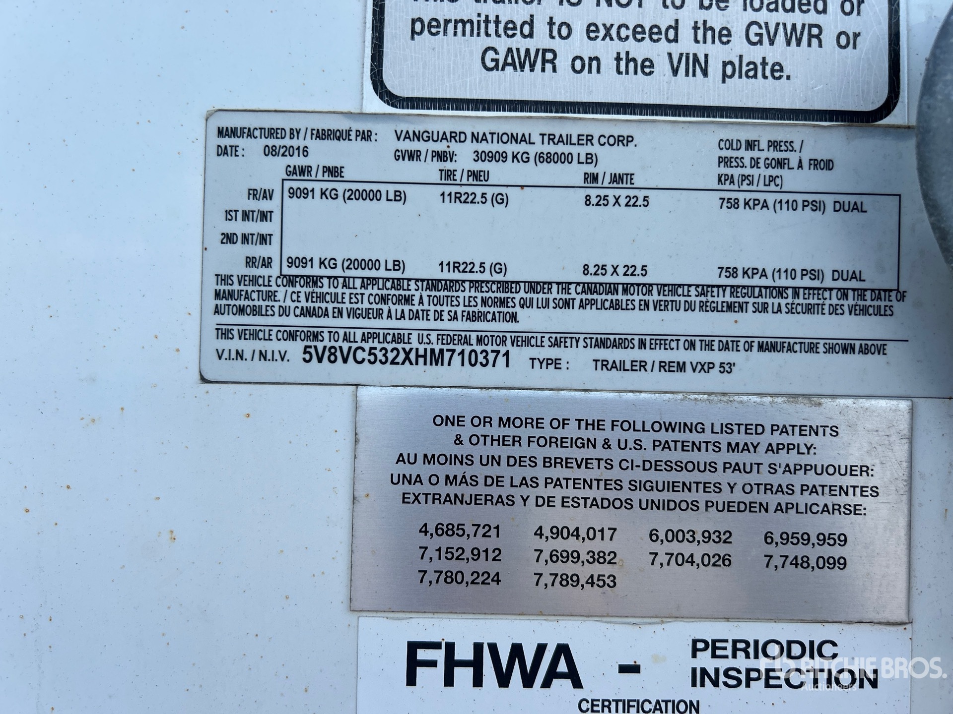 General Appearance with Serial Number / VIN