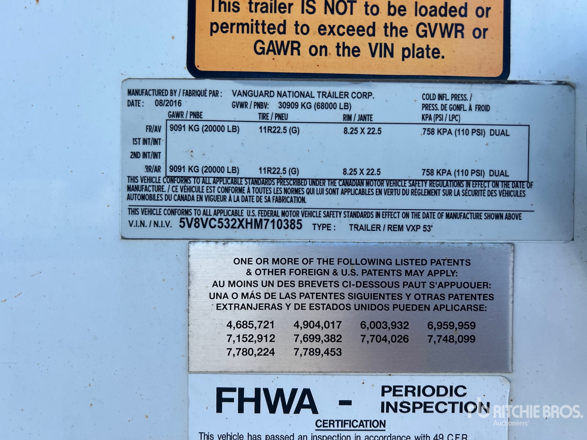 General Appearance with Serial Number / VIN