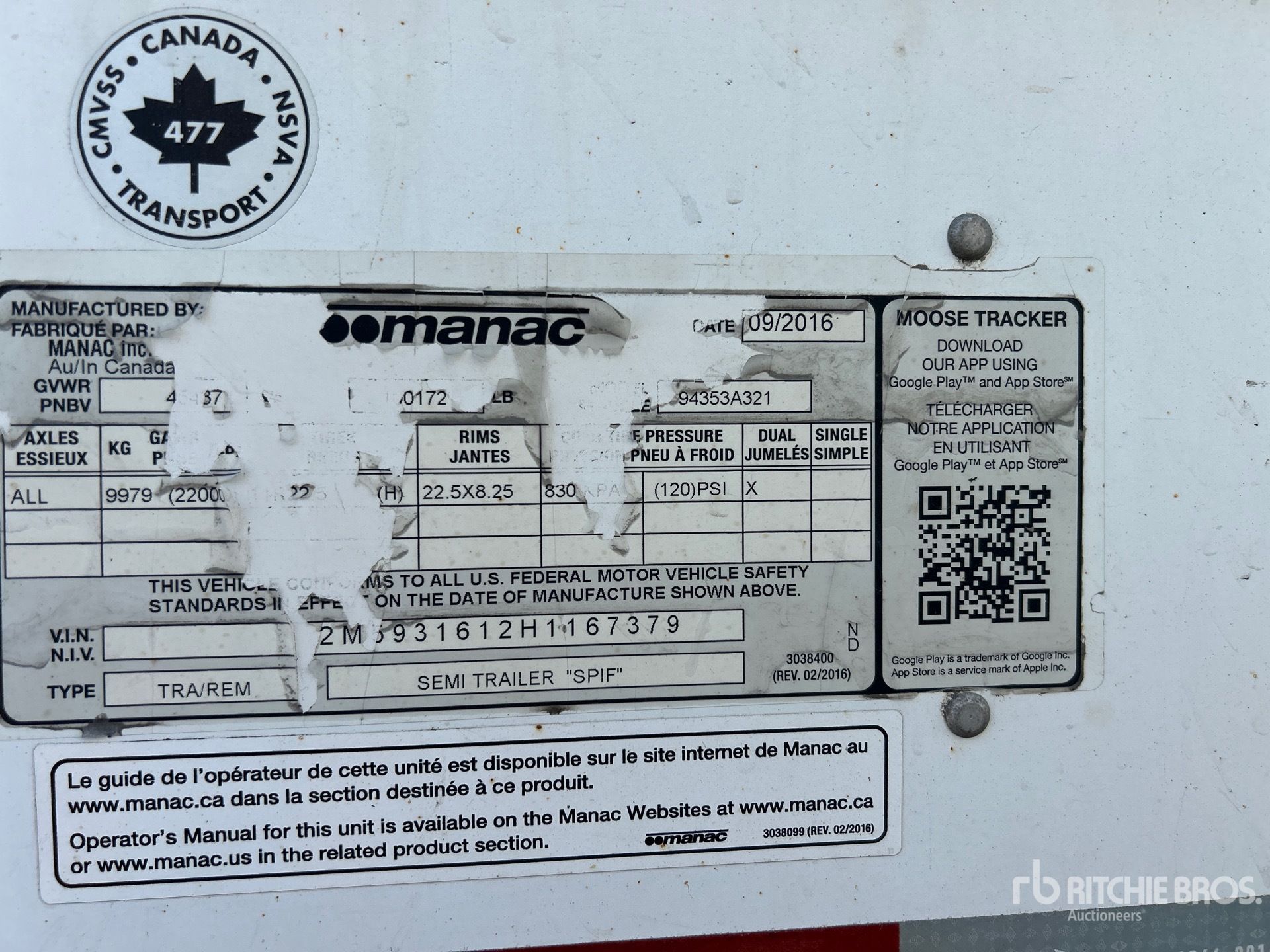 General Appearance with Serial Number / VIN