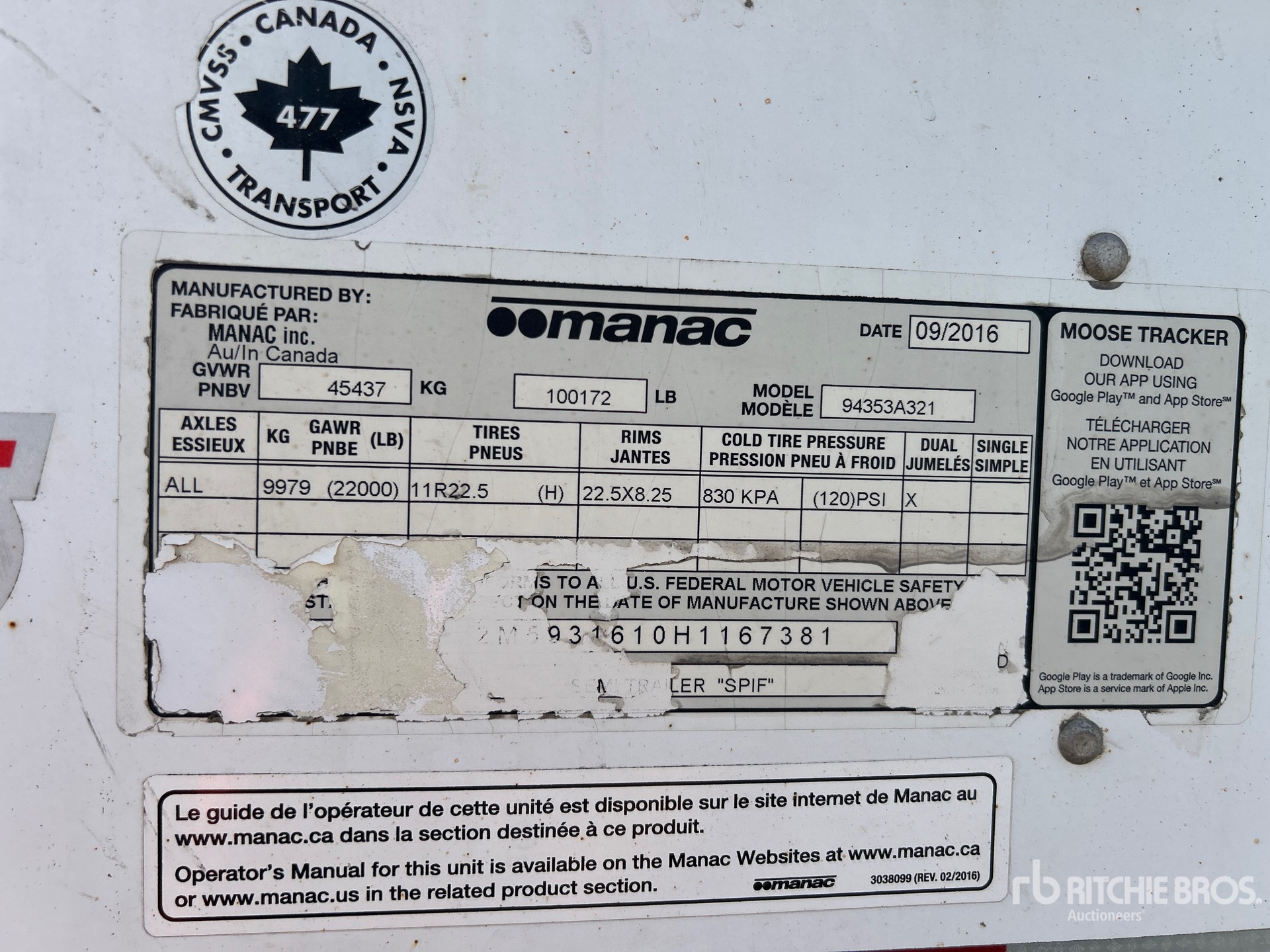 General Appearance with Serial Number / VIN