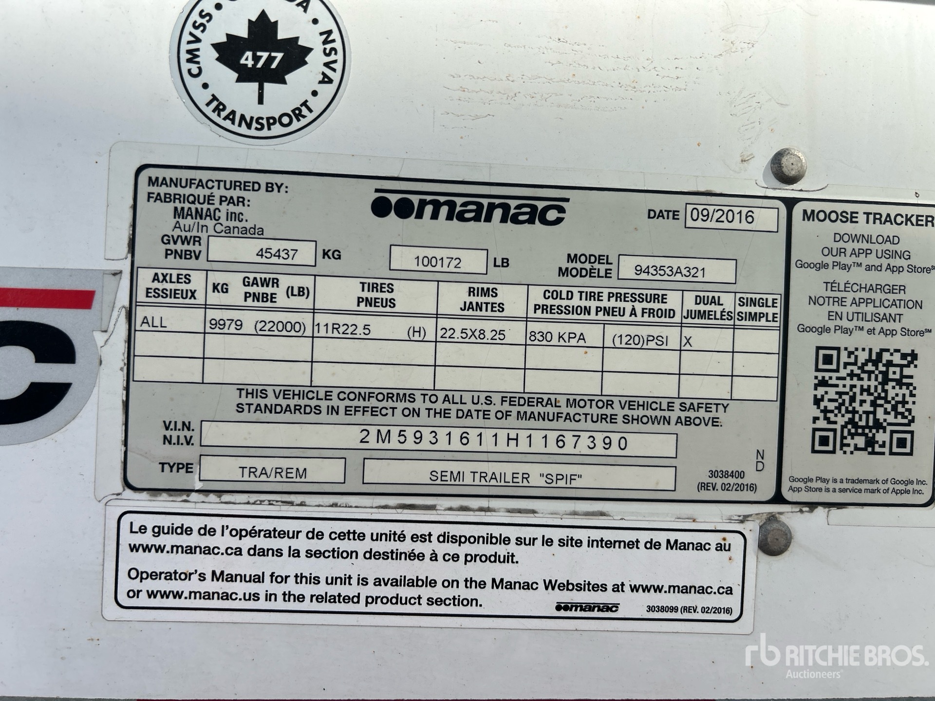 General Appearance with Serial Number / VIN