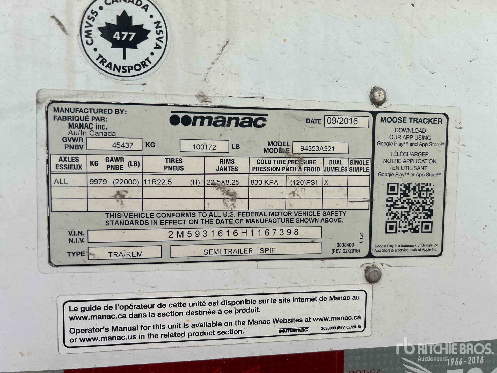 General Appearance with Serial Number / VIN