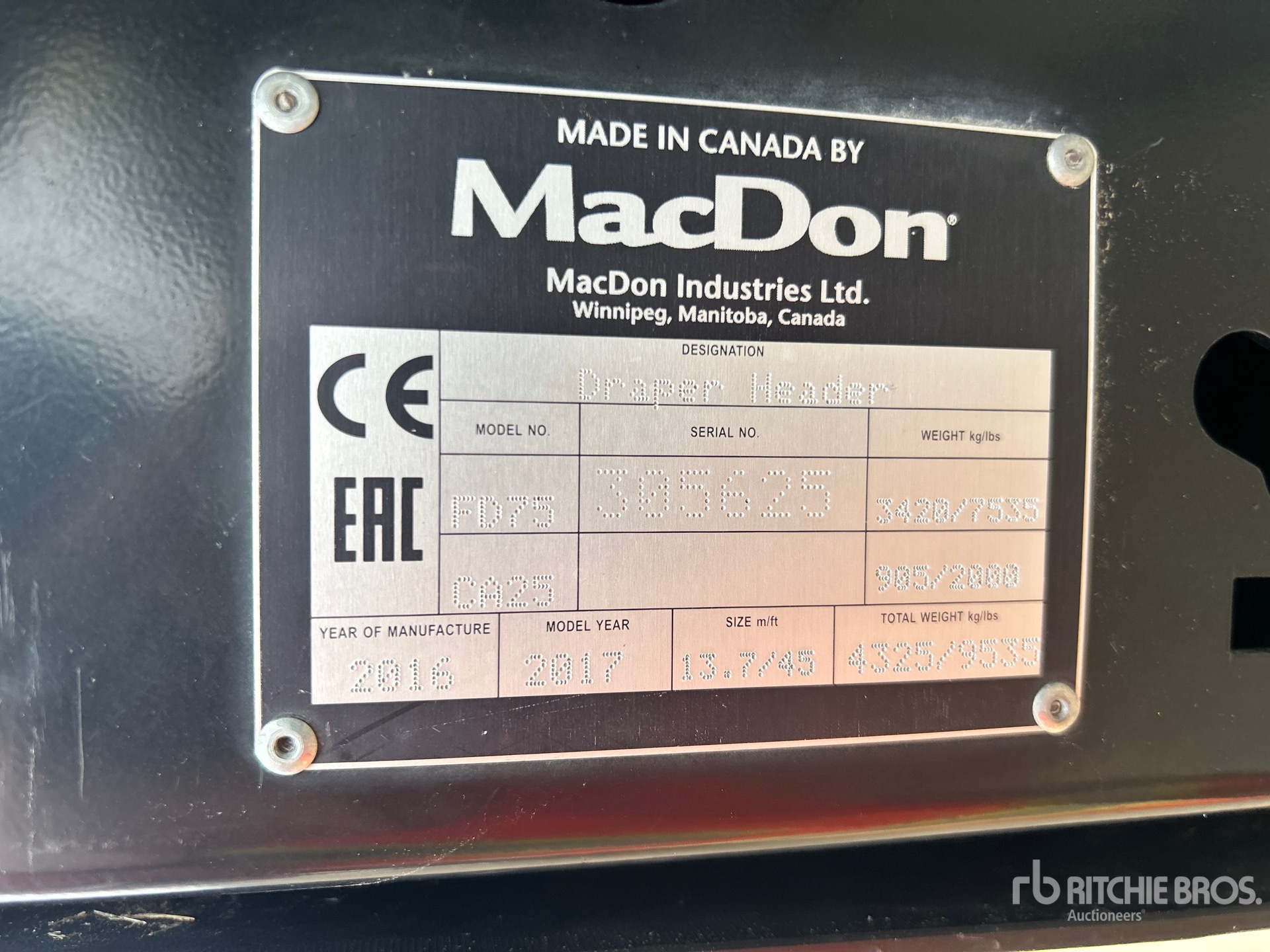 General Appearance with Serial Number / VIN