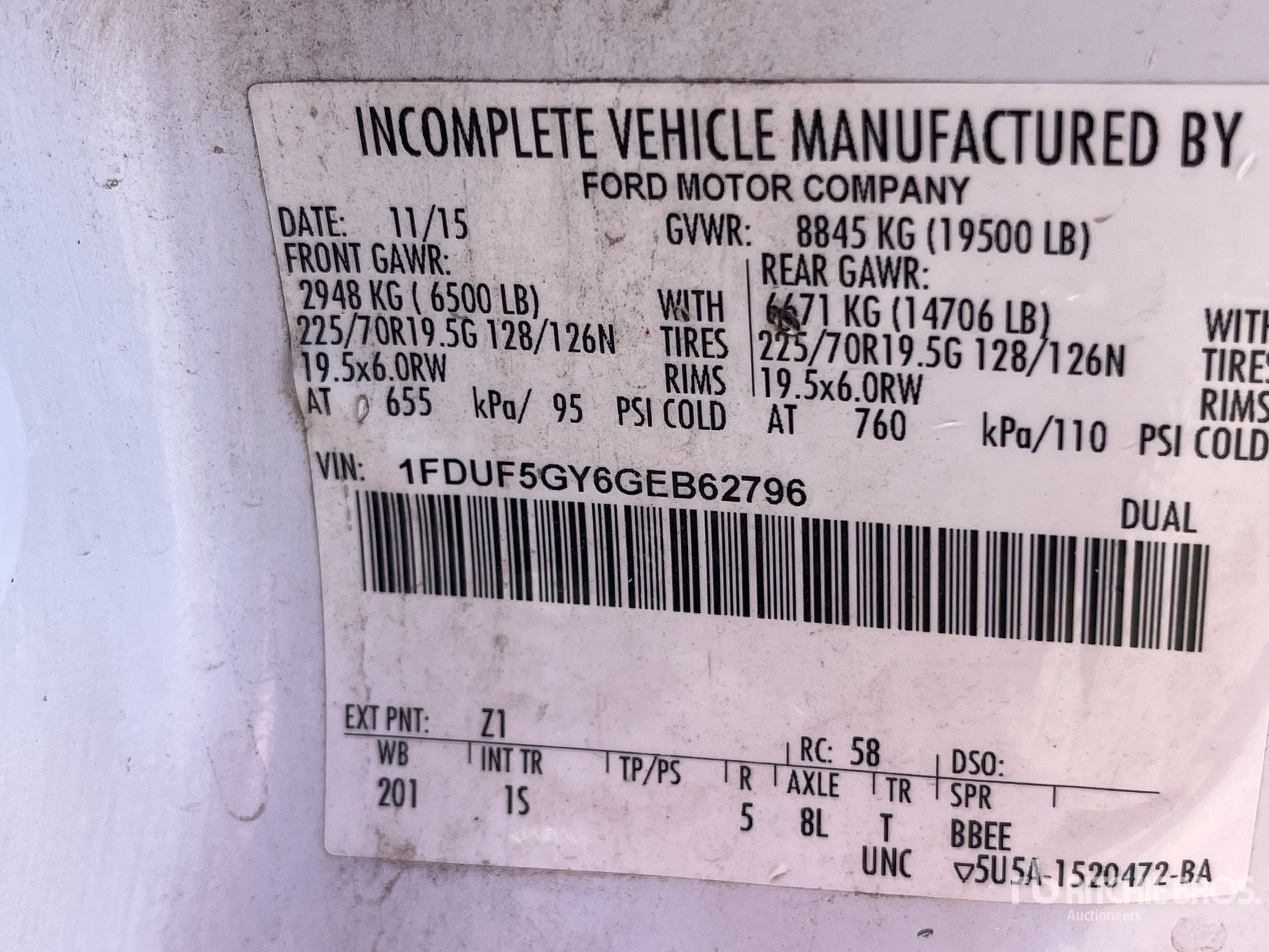 General Appearance with Serial Number / VIN