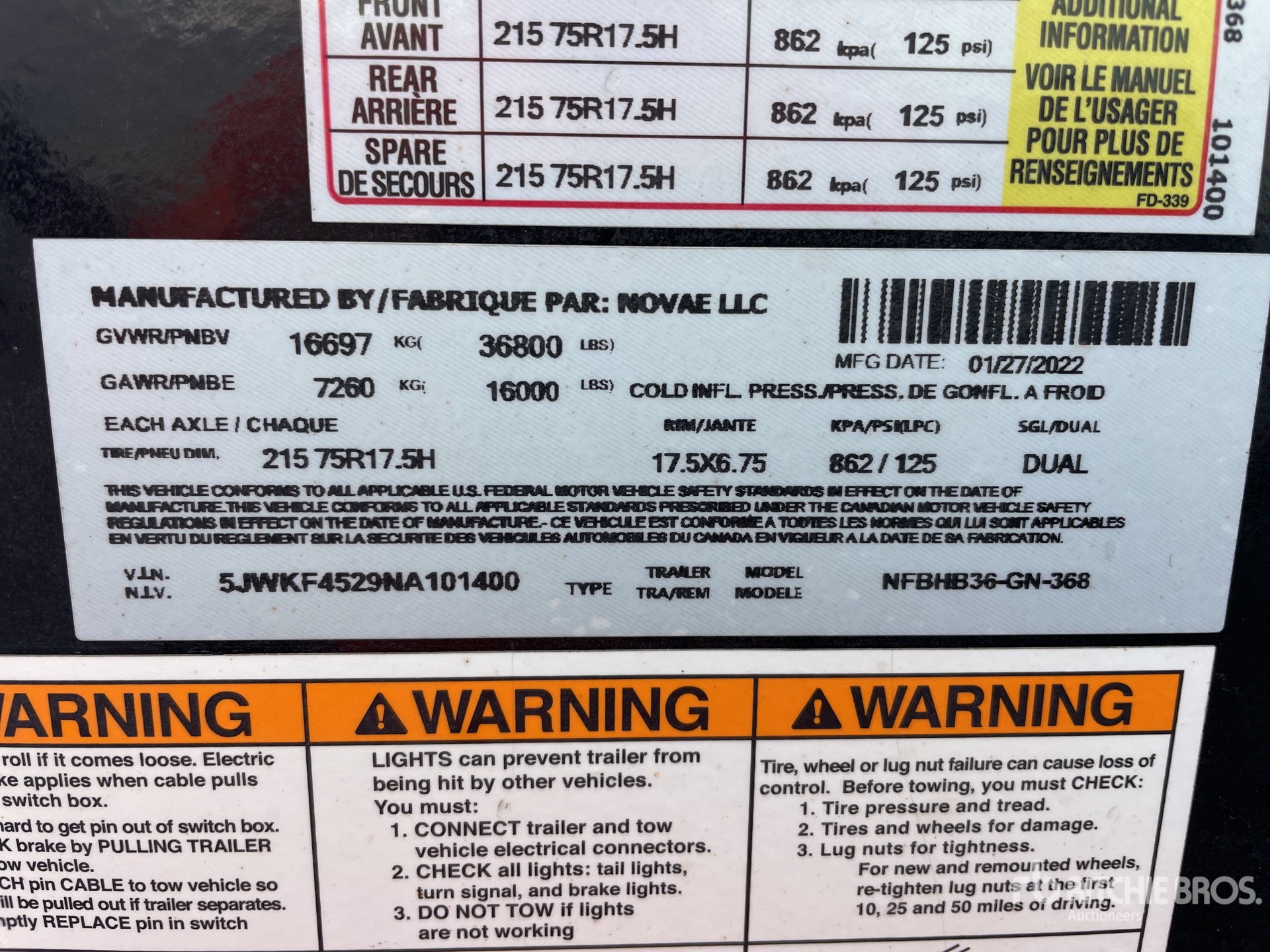 General Appearance with Serial Number / VIN