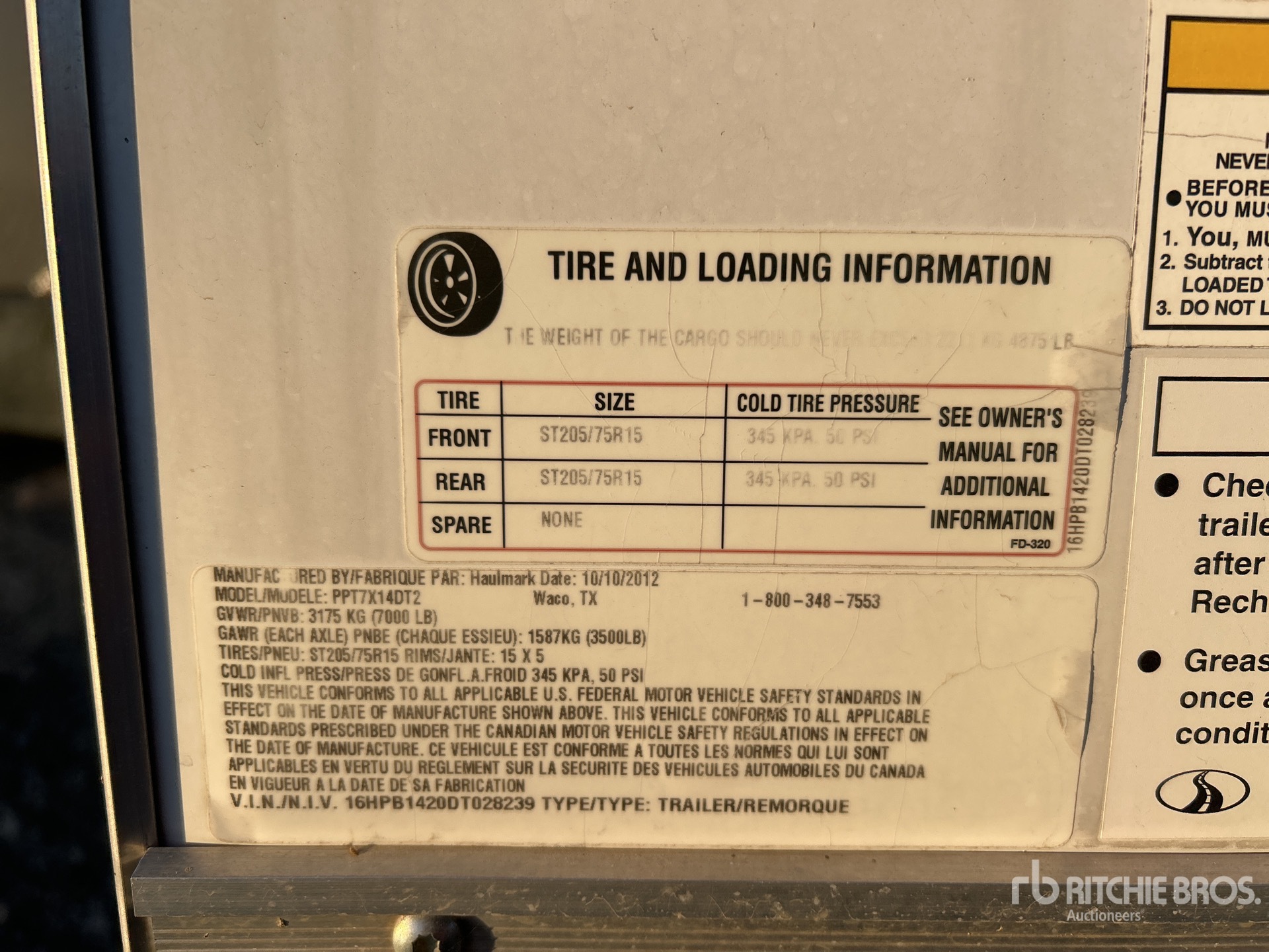 General Appearance with Serial Number / VIN