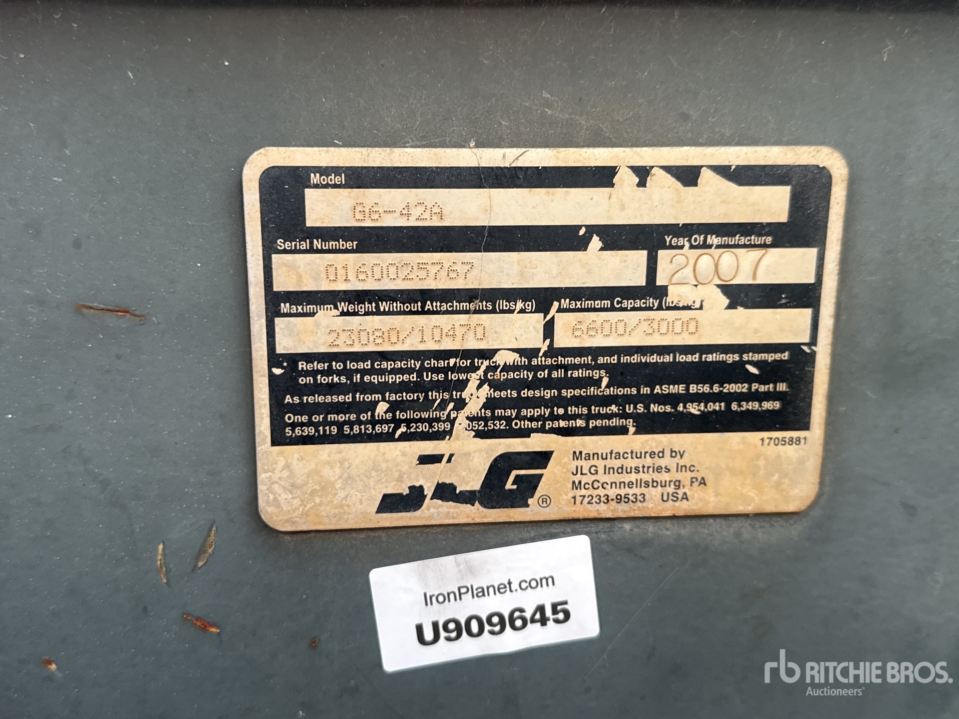 General Appearance with Serial Number / VIN