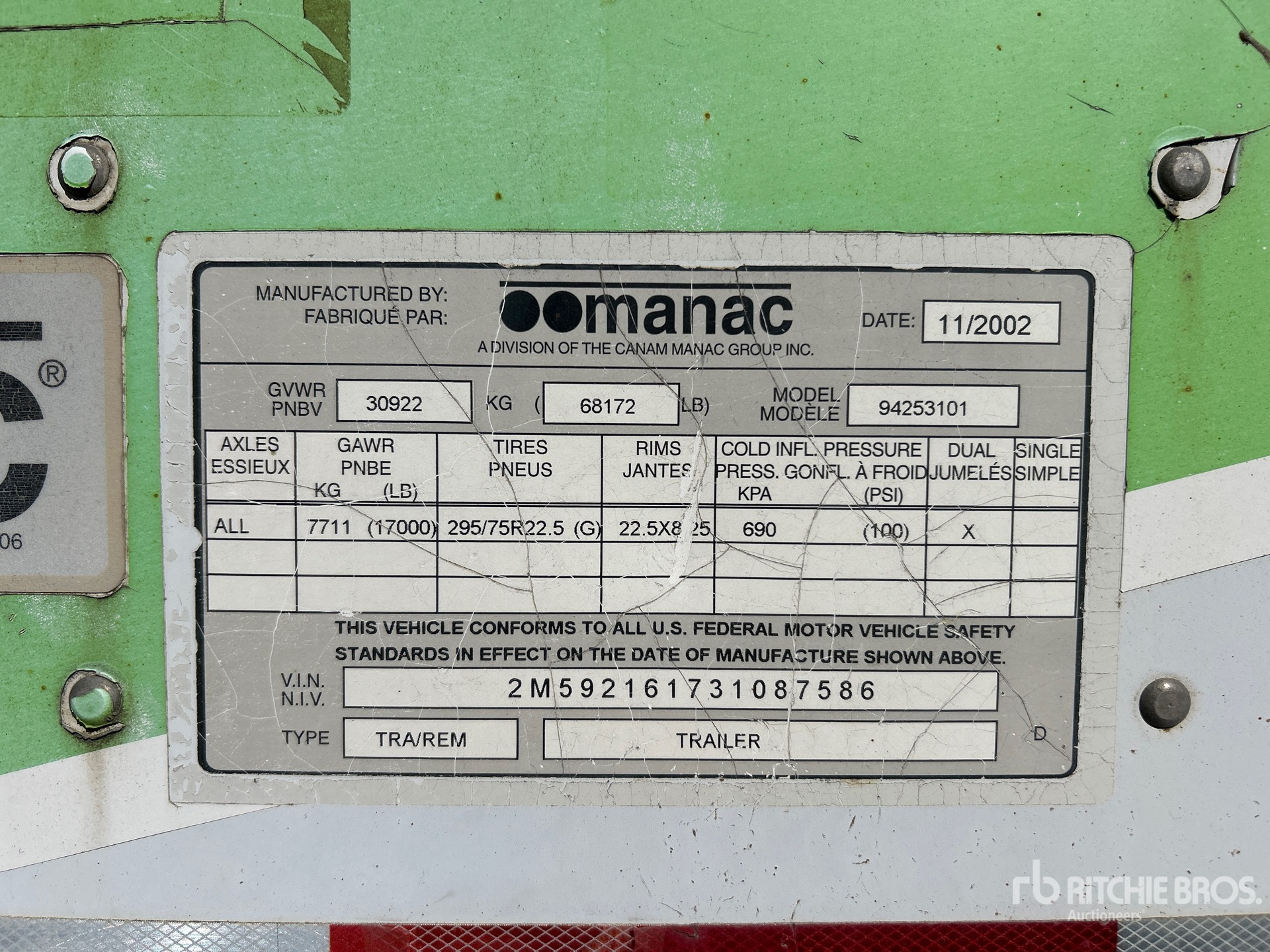 General Appearance with Serial Number / VIN