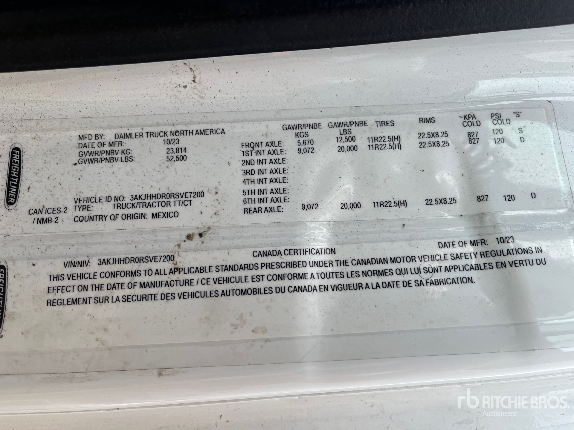 General Appearance with Serial Number / VIN