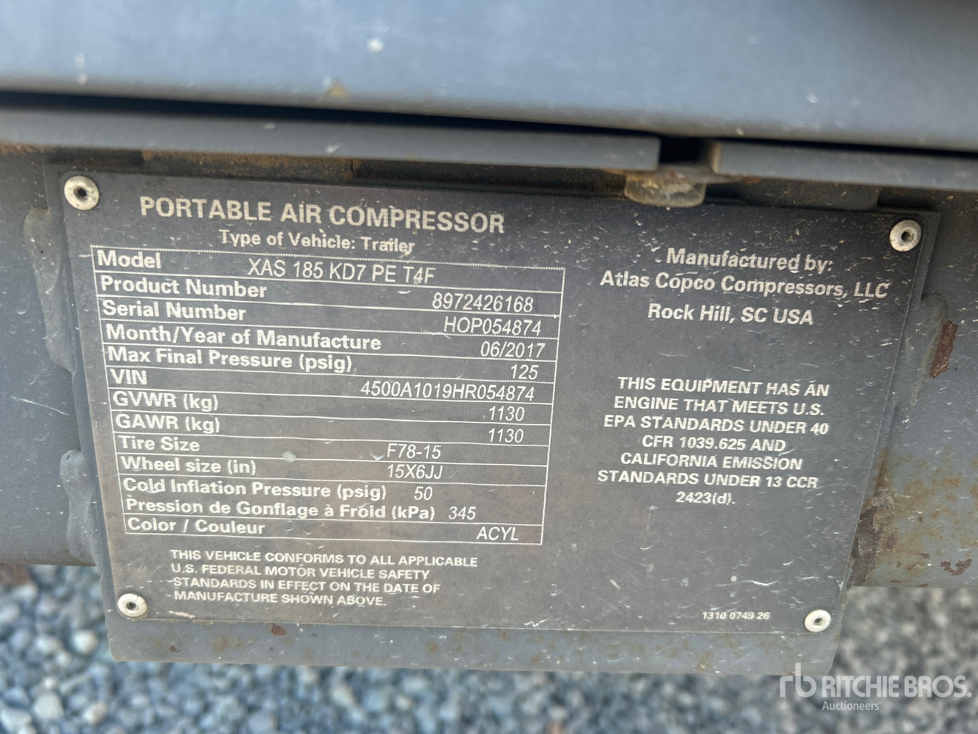General Appearance with Serial Number / VIN